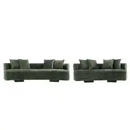 Manhattan Comfort - Verandah Mid-Century Modern 2-Piece Sofa Set - Olive Green