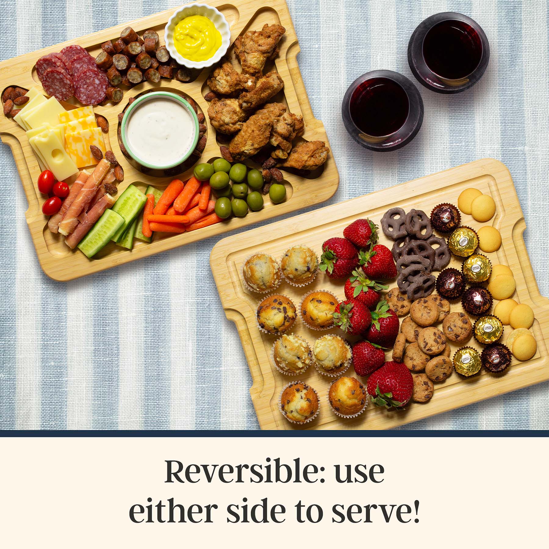 Reversible: use either side to serve!