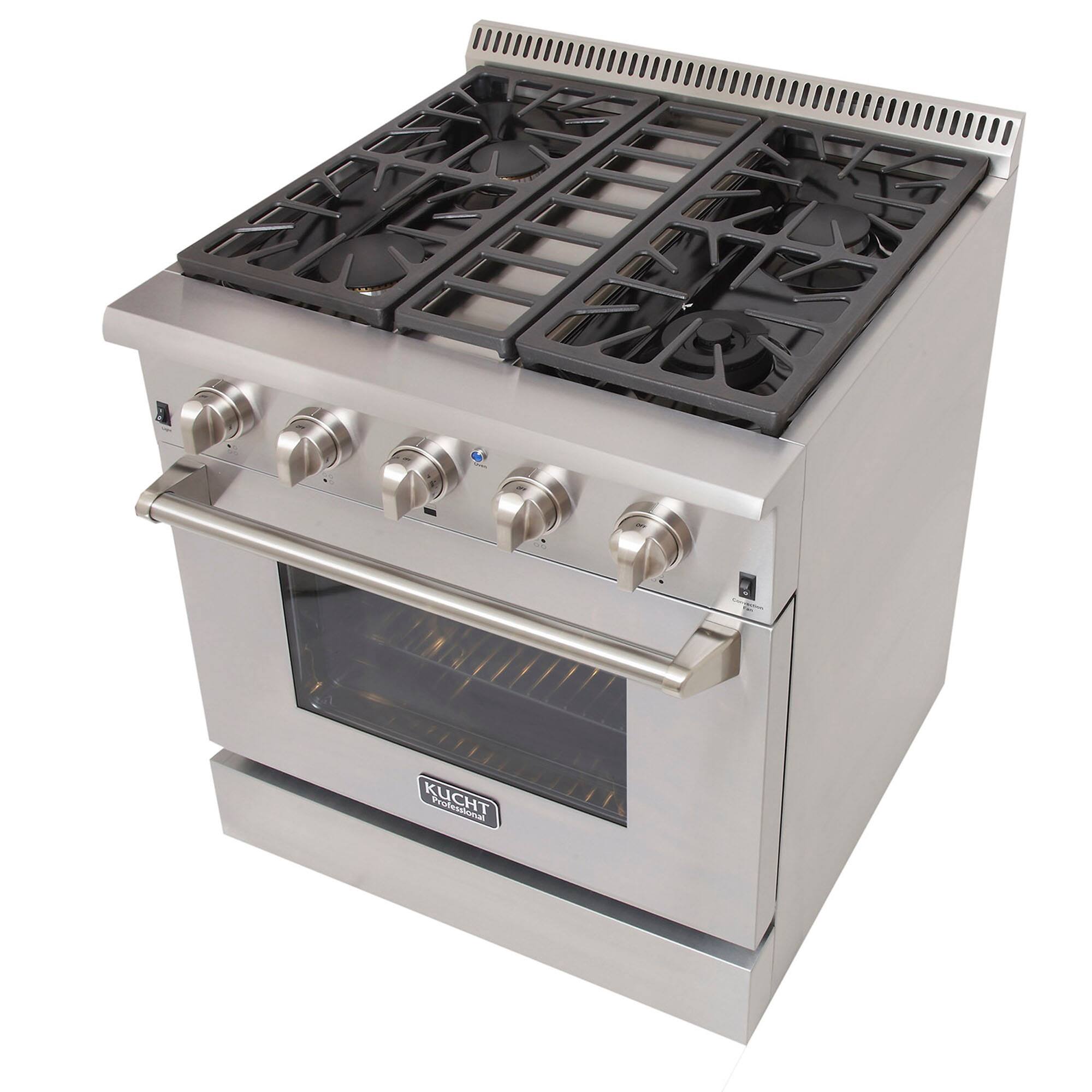 Alt View 3. Kucht - KUCHT Professional 30 in. 4.2 cu. ft. Dual Fuel Range for Natural Gas in Stainless Steel with Classic Silver Knobs - Stainless Steel.