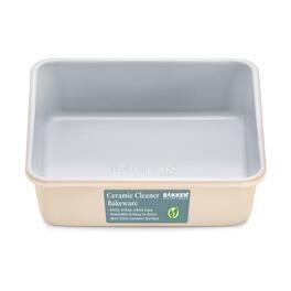 Bakken- Swiss - BAKKENMASTER Square Cake Pan - Aluminized Steel, Ceramic Non-Stick Coating, Non-Toxic, Ideal Size, Heavy-Duty, Elevate - Cream