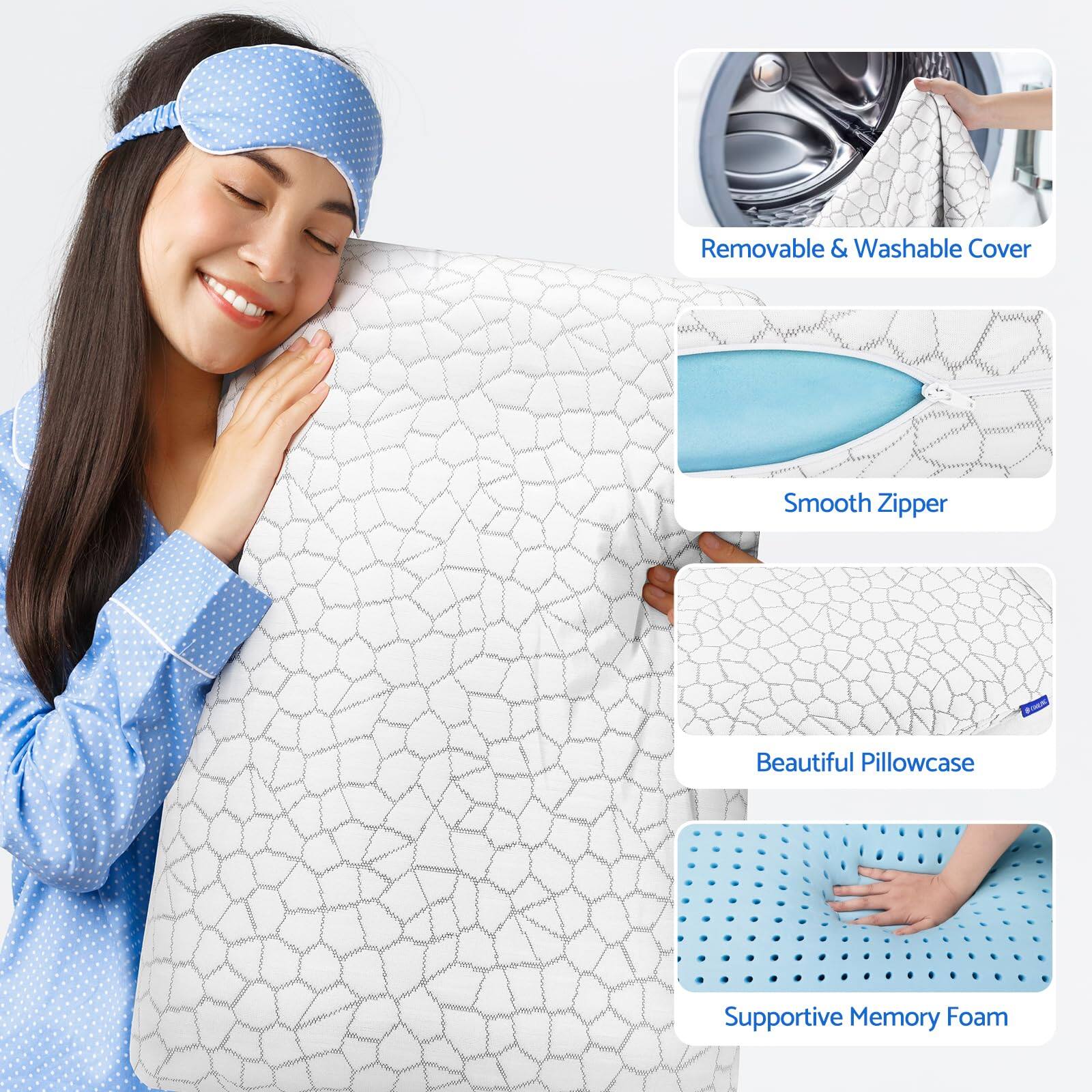 - Removable & Washable Cover
- Smooth Zipper
- Beautiful Pillowcase
- Supportive Memory Foam