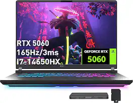 ASUS - ROG Strix G16 16" FHD+ Gaming Laptop,Intel i7-14650HX,GeForce RTX 5060,32GB DDR5,2TB SSD+1TB Dock Set,Win 11 - Gray