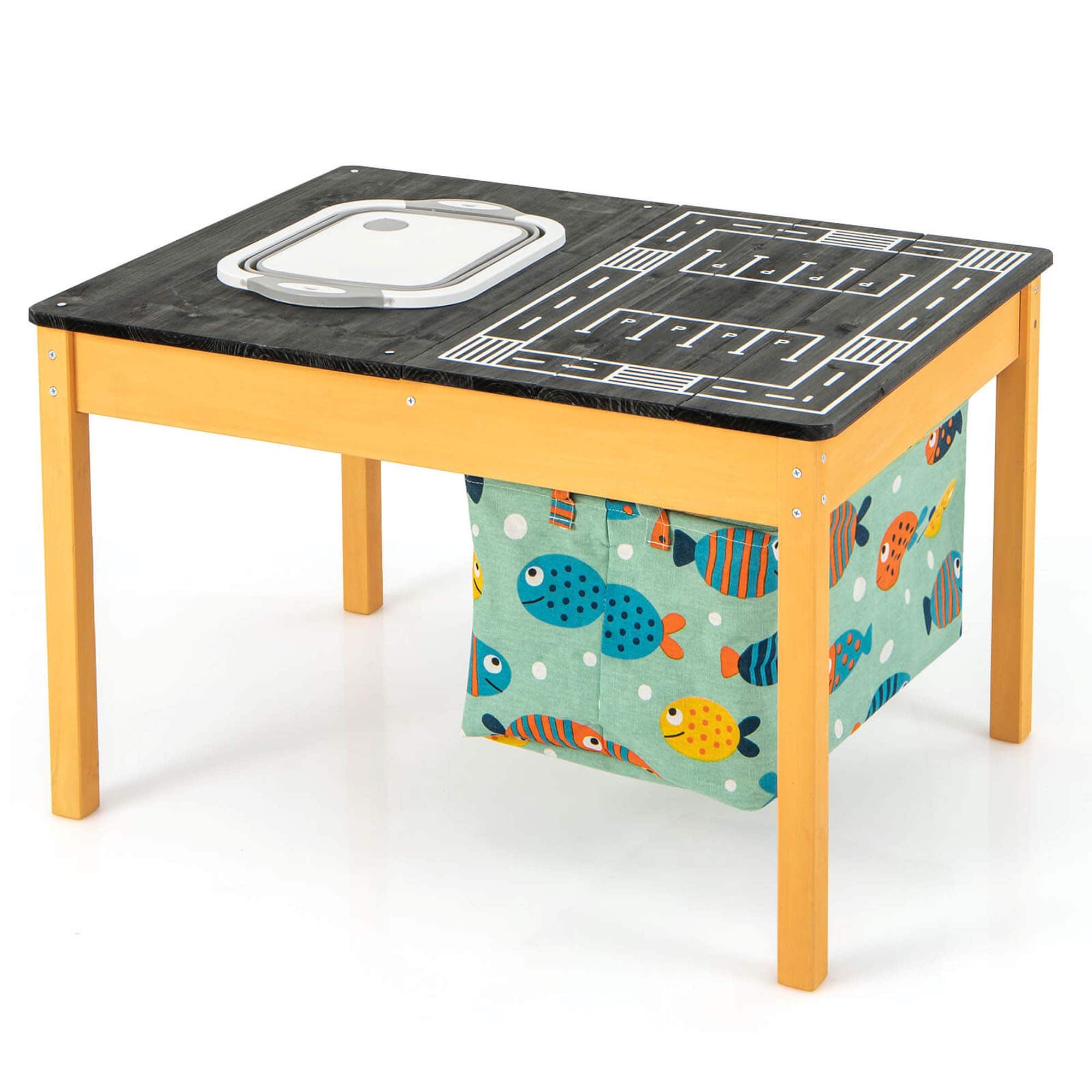 Costway - 3-in-1 Kids Activity Table with Foldable Water Bin Large Capacity Storage Bag - Natural+Black price history on PriceWatchPro