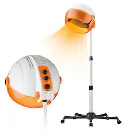 VEVOR - Salon-Grade Hair Dryer, 1875W Powerful Stand Dryer, Adjustable Timer & 3 Heat/Speed Options - White