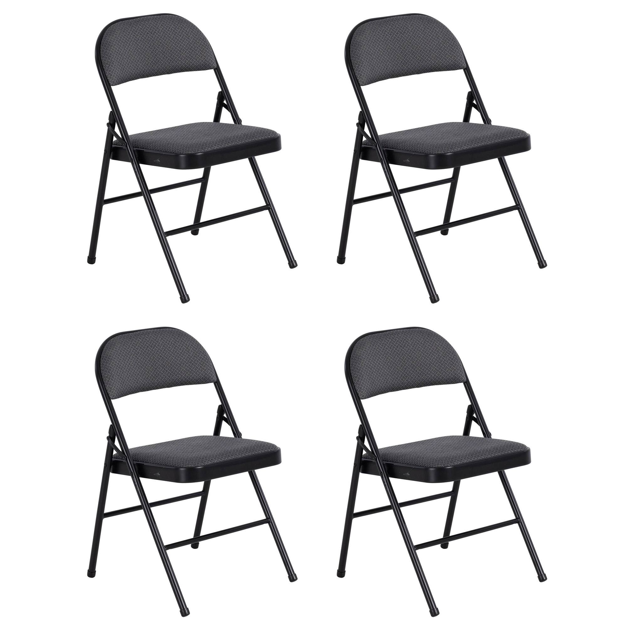 Front. Peakform - Peakform Folding Vinyl Padded Chair with Comfortable Seat Cushion, 4 Pack, Black - black.
