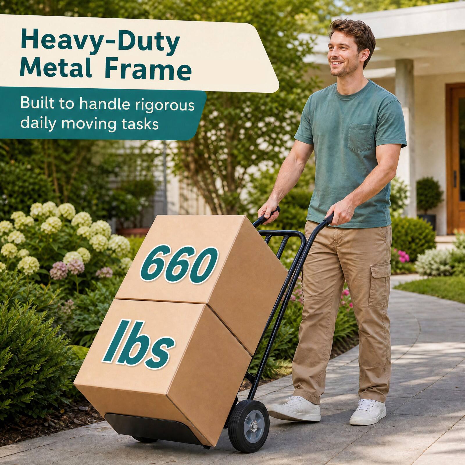 Heavy-Duty Metal Frame  
Built to handle rigorous daily moving tasks  
660 lbs
