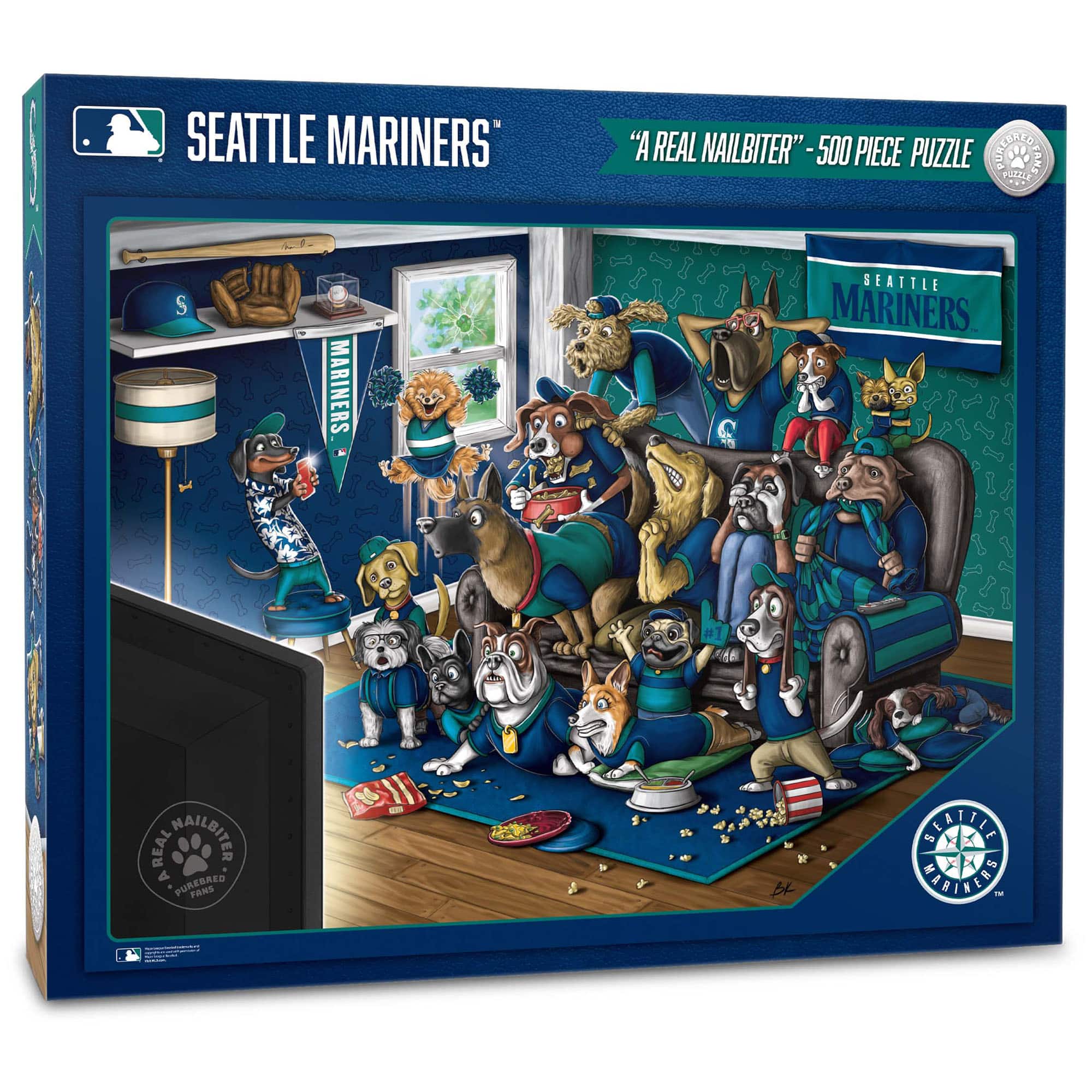 YouTheFan - Seattle Mariners Purebred Fans 18'' x 24'' A Real Nailbiter 500-Piece Puzzle - Multicolor