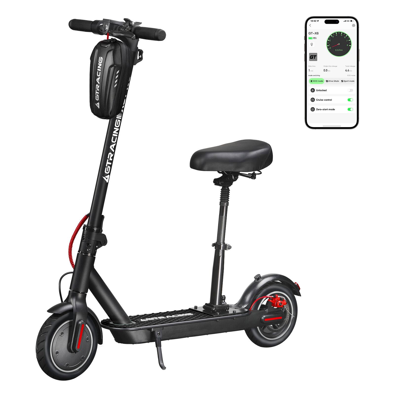 CloudRest Pro - Electric Scooter with Seat Detachable and 3L Bag,6/10/15/22mph Four Gear Speeds,Foldable Commuting by App Control - Black price history on PriceWatchPro