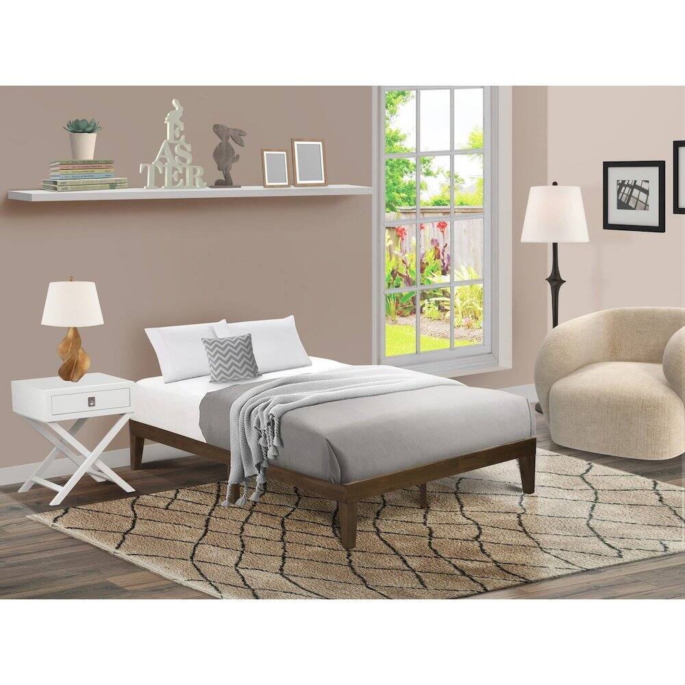 Alt View 2. East West Furniture - Full Size Platform Bed with 4 Legs and 2 Extra Center Legs - Walnut Finish - Walnut.