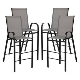 Emma + Oliver - 4 Pack Outdoor Barstools with Flex Comfort Material-Patio Stool - Gray