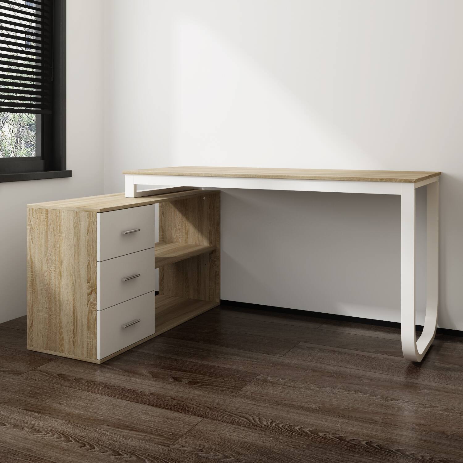 Angle. Famapy - Famapy L - Shaped Computer Desk: Multicolor Options, Ample Storage & Modern Style - Wooden.