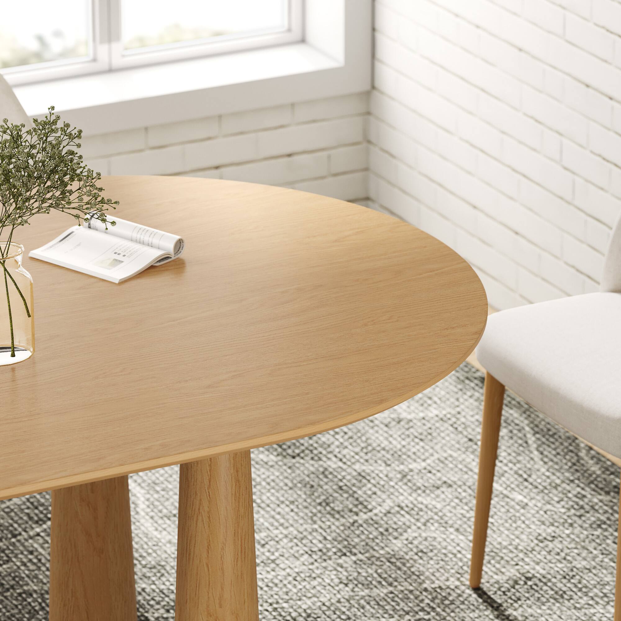 Alt View 2. PexFix - Solid Wood Oval Dining Table | Modern Minimalist for 6, 67-Inch Kitchen Table with 4 Legs - Natural.