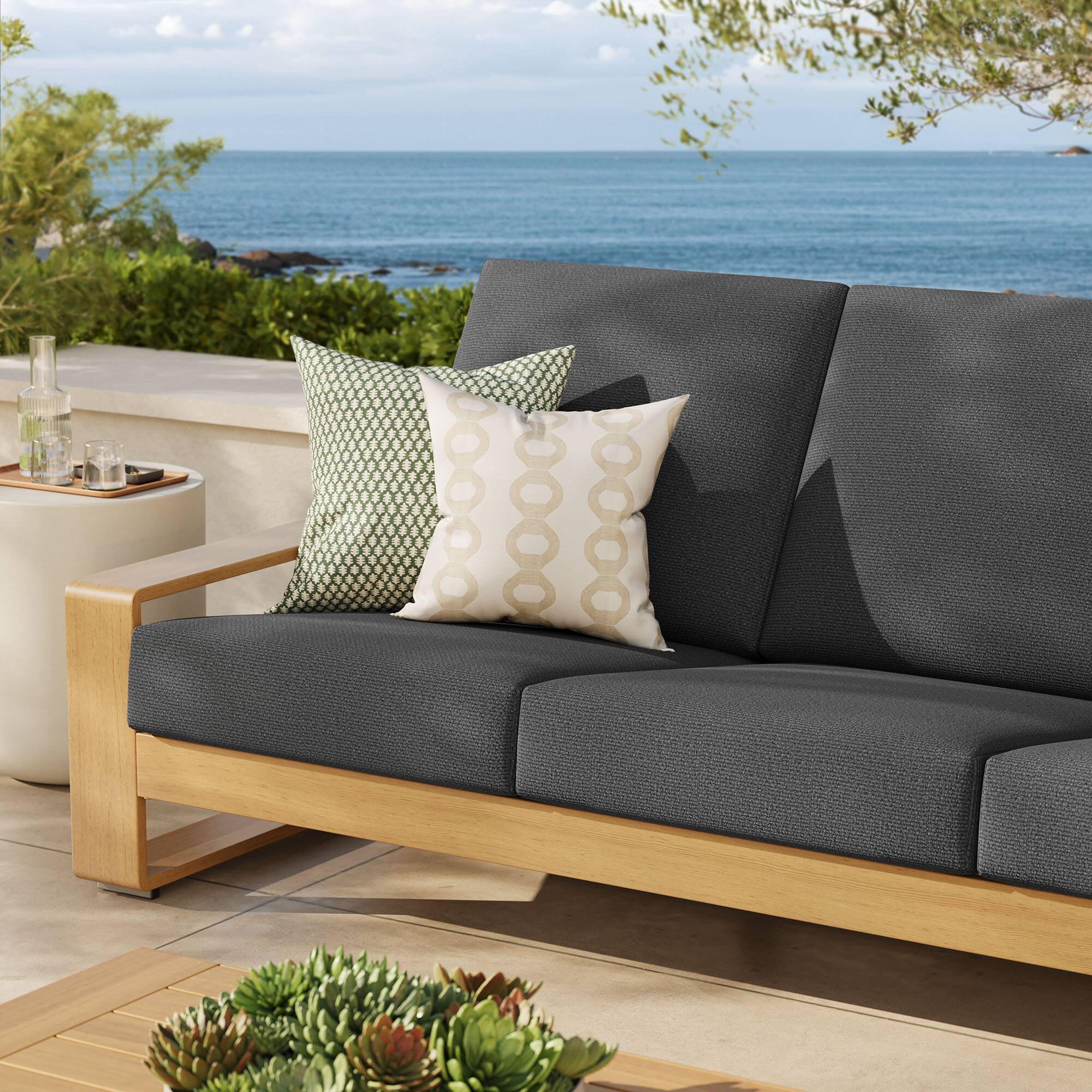 Alt View 7. Modway - Lirienne Outdoor Patio Aluminum Faux Wood Sofa by Modway - Charcoal Natural.