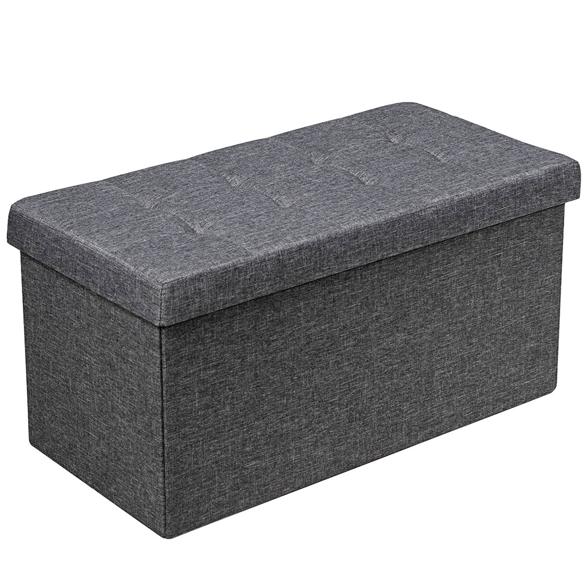 Alt View 9. Costway - Costway 31.5"Fabric Foldable Storage Ottoman Toy Chest W/Removable Storage Bin - Dark Grey.