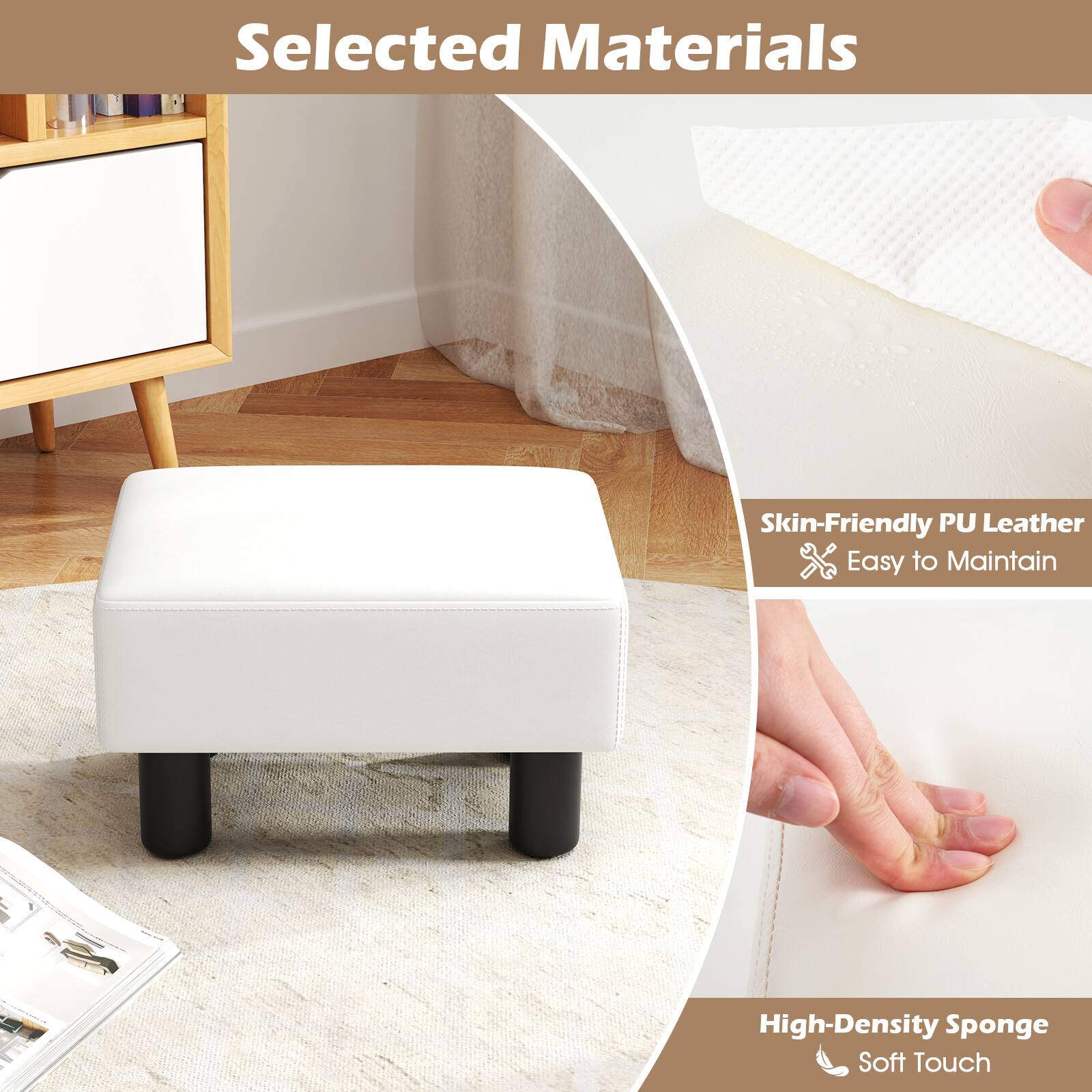 Selected Materials

- Skin-Friendly PU Leather
  - Easy to Maintain

- High-Density Sponge
  - Soft Touch