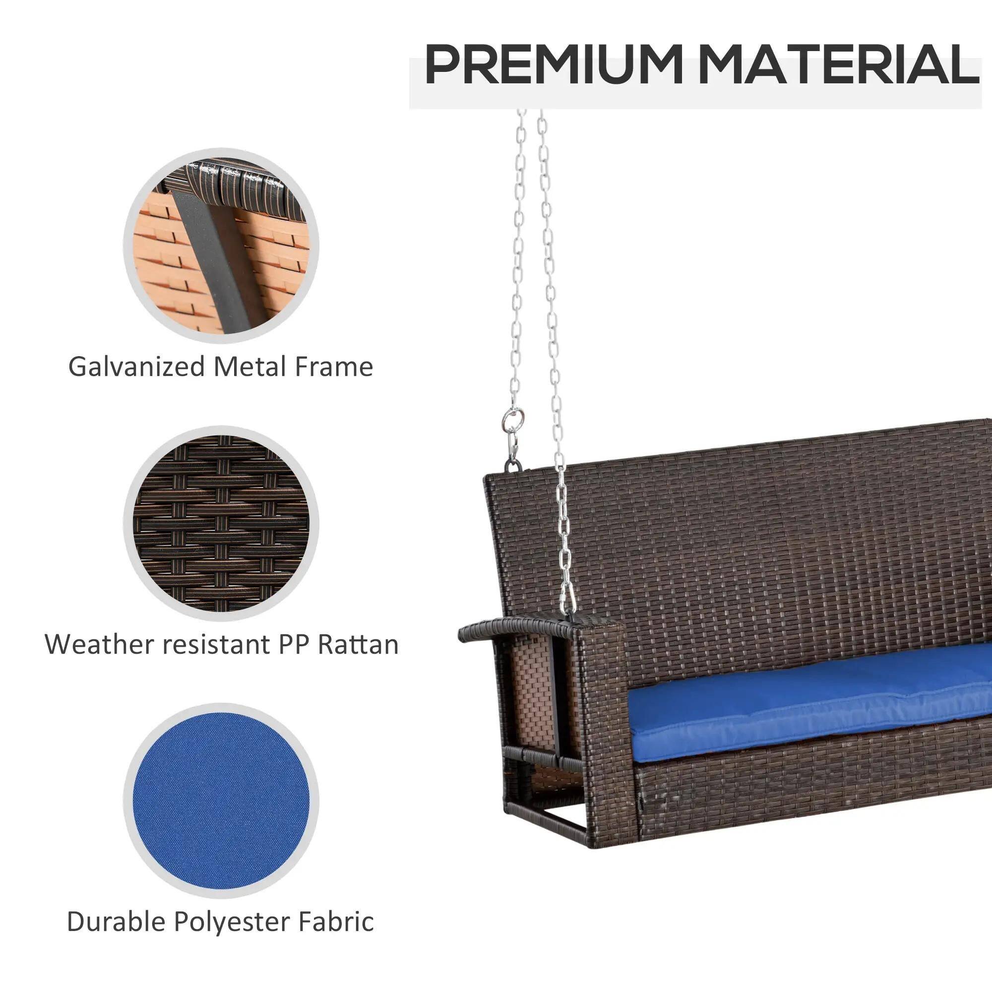 PREMIUM MATERIAL

- Galvanized Metal Frame
- Weather resistant PP Rattan
- Durable Polyester Fabric
