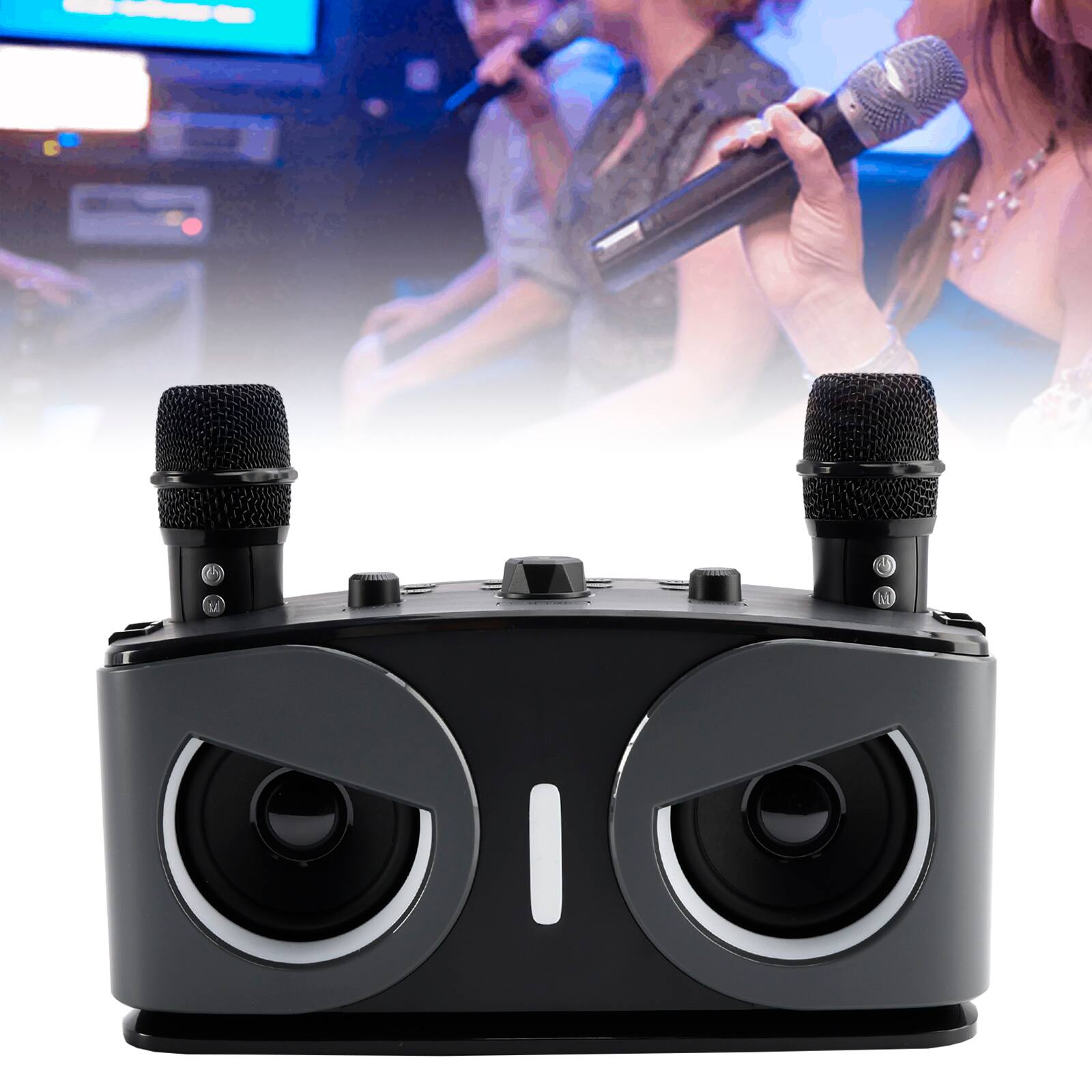 Angle. Topteng - ​​20W Bluetooth Karaoke Speaker with 2 Mics - BT 5.3, Home Theater Speaker, TF/AUX/U disk, 2400mAh Battery - Black.