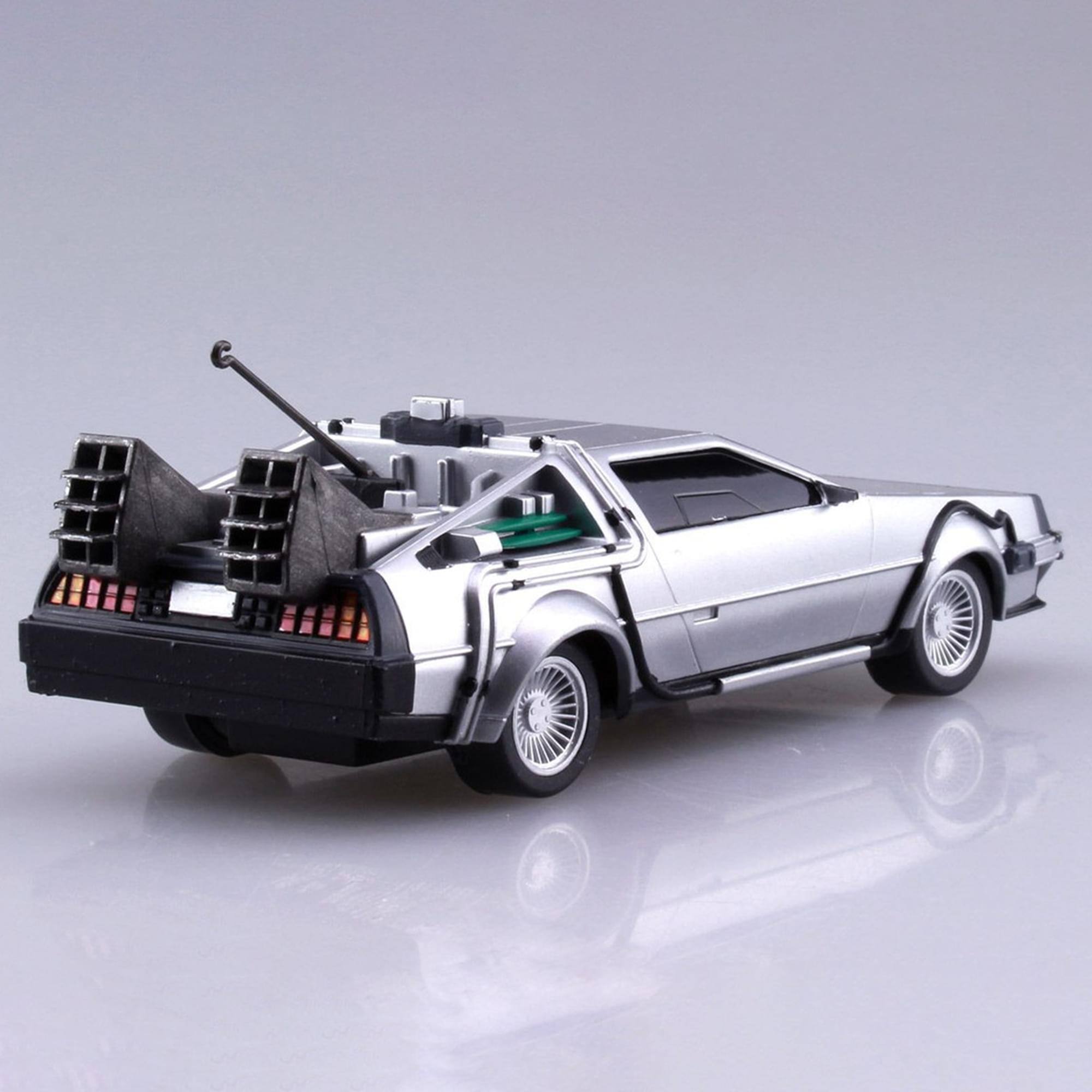 Alt View 10. Aoshima - Back to the Future Pullback DeLorean 1/43 Scale Model Kit - Silver.