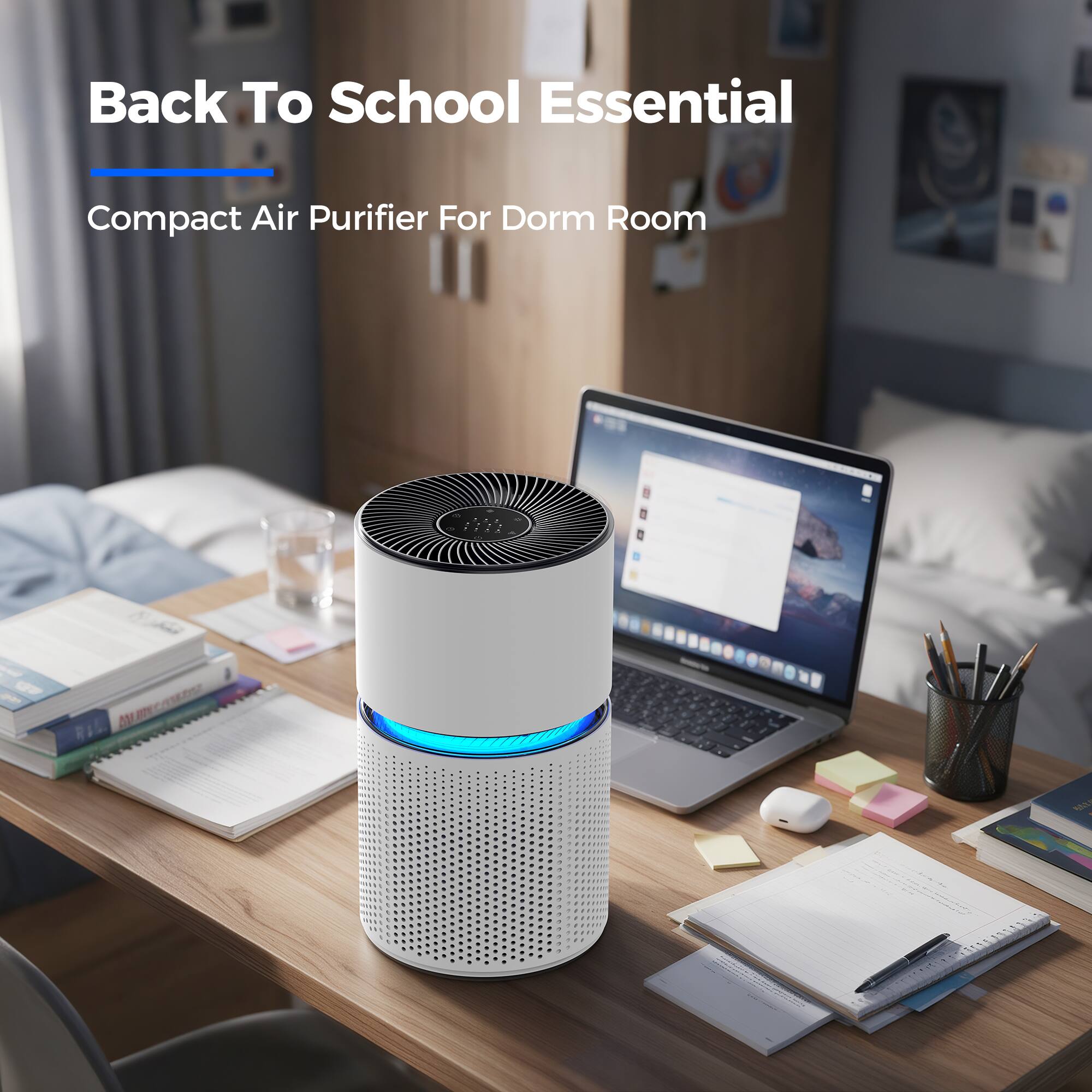 Back To School Essential  
Compact Air Purifier For Dorm Room