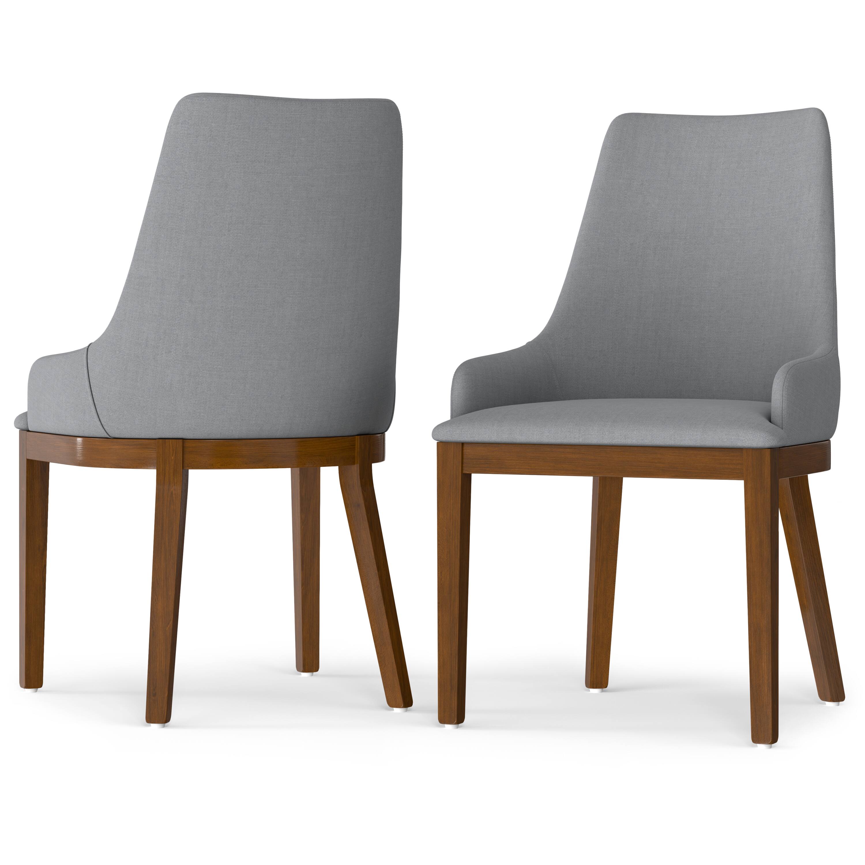 Simpli Home - Stephanie Dining Chair (Set of 2) in Light Grey Linen Look Fabric - Light Gray