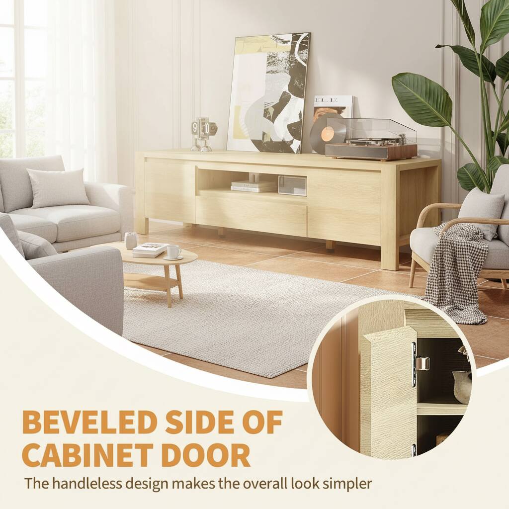 BEVELED SIDE OF CABINET DOOR  
The handleless design makes the overall look simpler