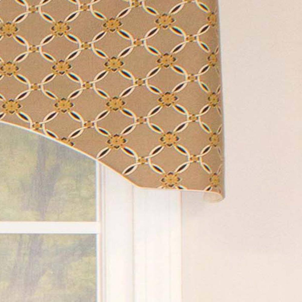 Left. RLF Home - RLF Home Andromeda Geometric Arch 3" Rod Pocket Valance 50" x 17" Stone - Stone.