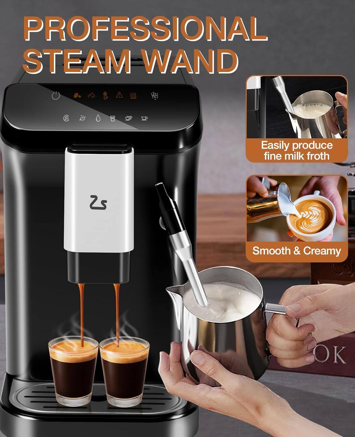 PROFESSIONAL STEAM WAND

- Easily produce fine milk froth
- Smooth & Creamy