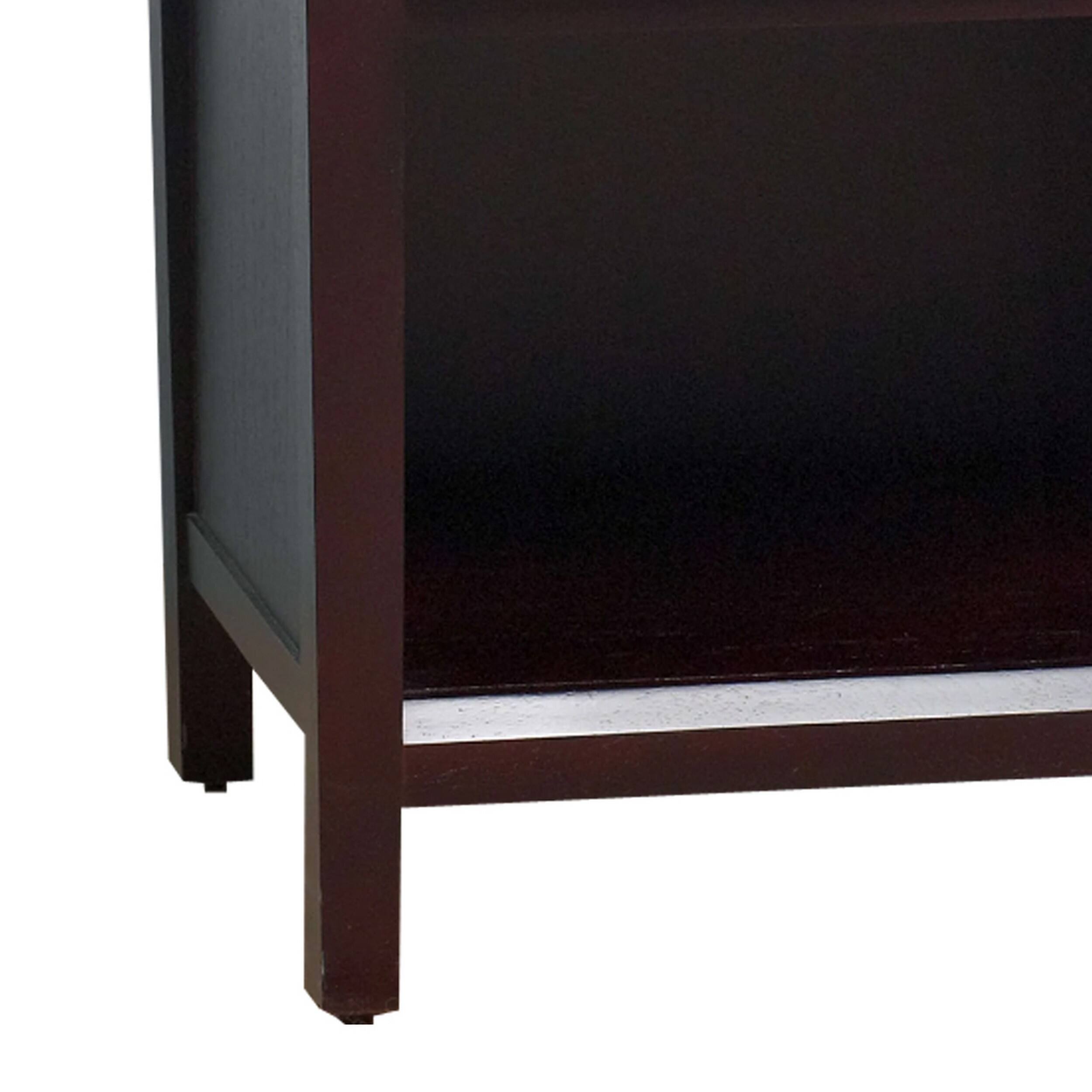 Back. Manhattan Lane - Wooden Nightstand with One Drawer and One Shelf - Brown.