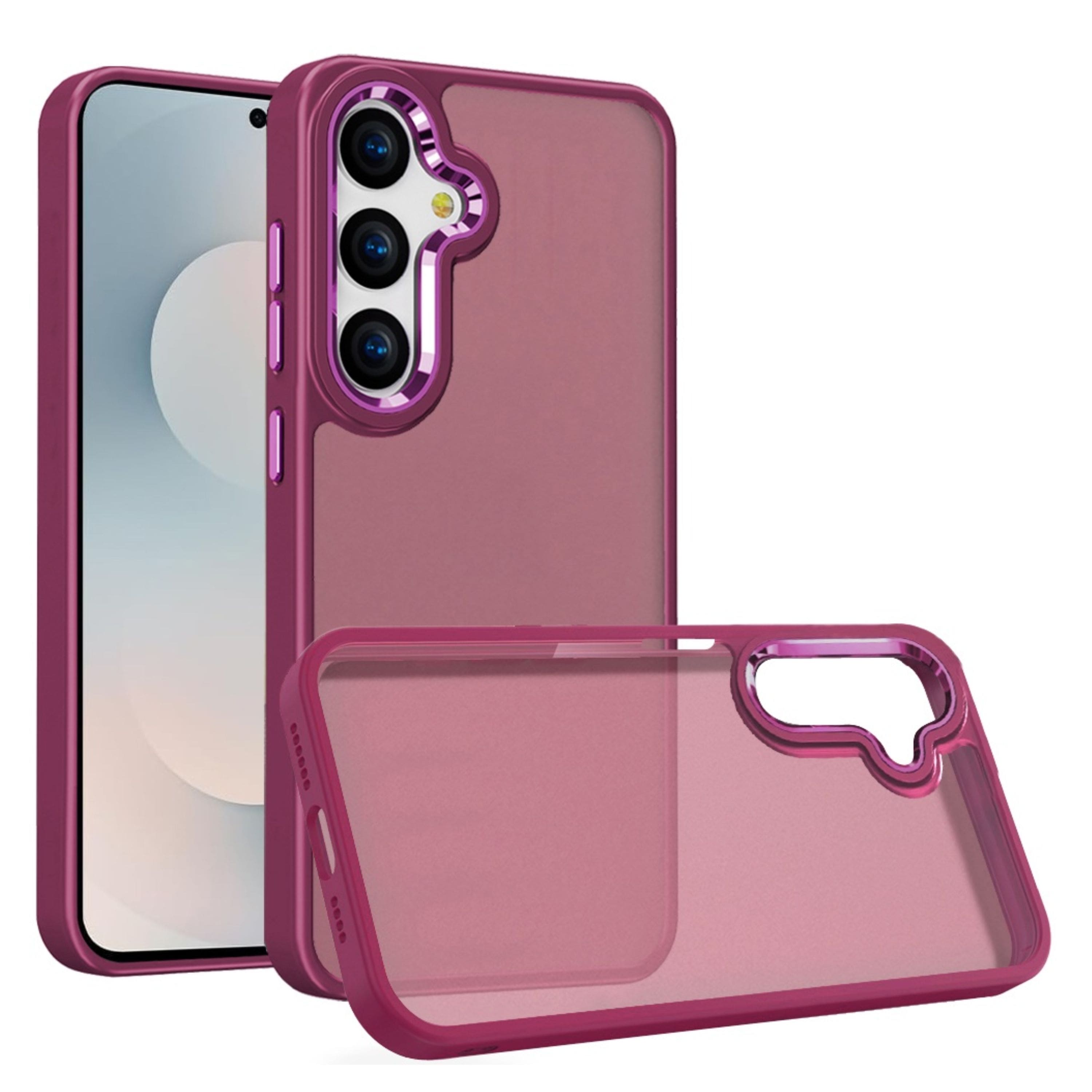 Kitcheniva - Thick Acrylic Metal Button Case With Tempered Glass For Samsung S26 Plus - Burgundy price history on PriceWatchPro