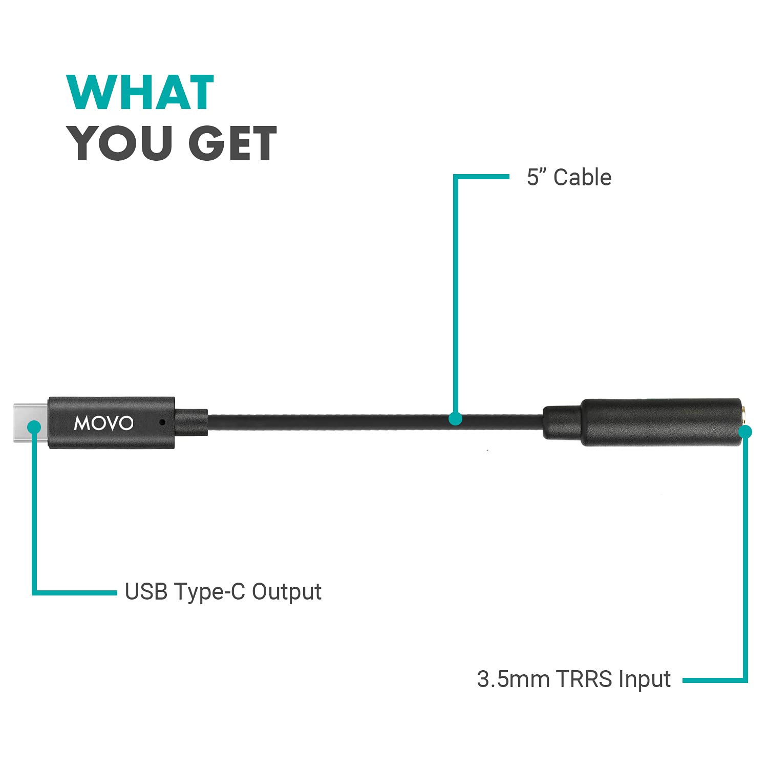 WHAT YOU GET

- 5" Cable
- USB Type-C Output
- 3.5mm TRRS Input