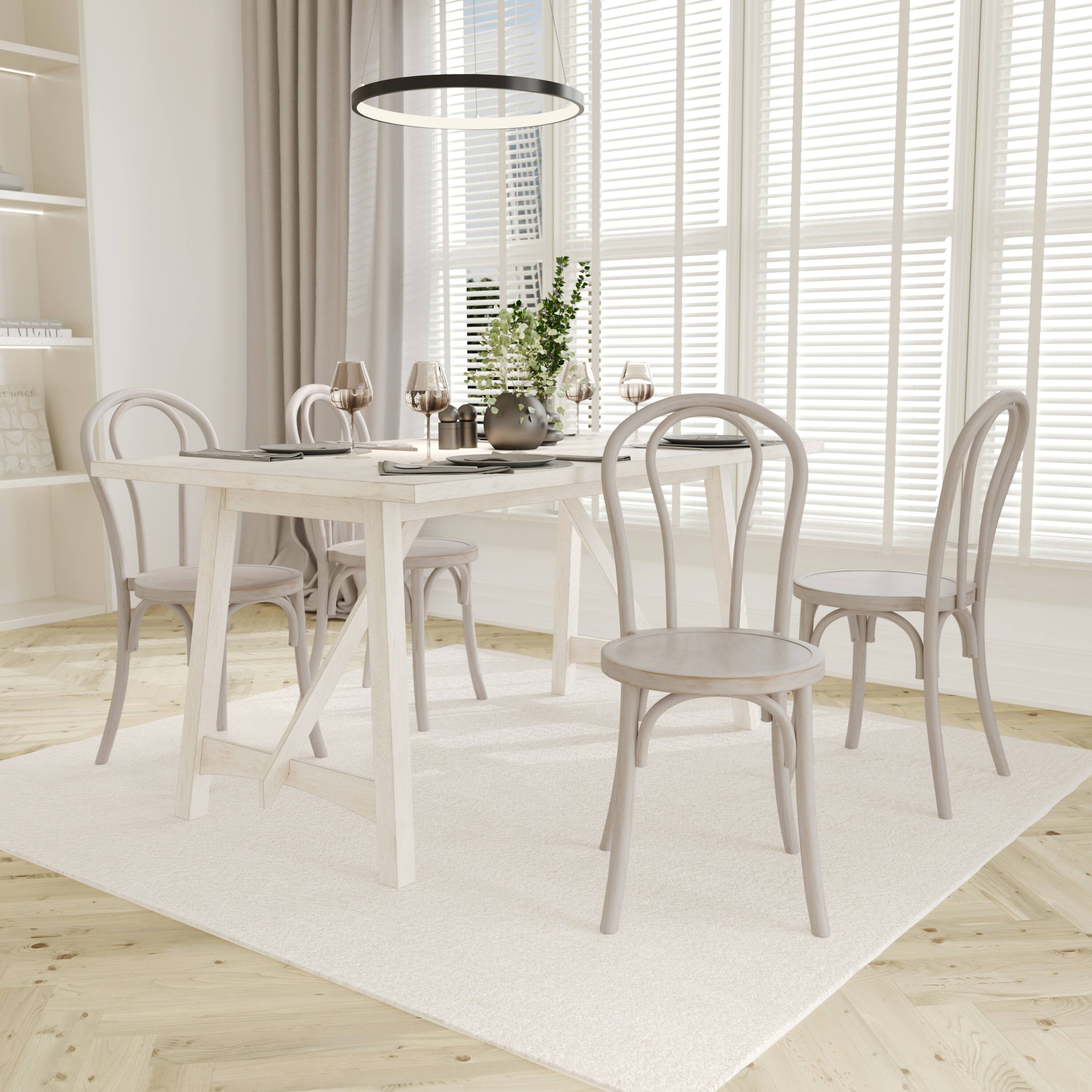 Alt View 3. Emma + Oliver - Swartz Solid Wood Thonet Style Stack Dining Chair - White Wash.