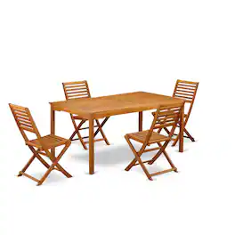 East West Furniture - Wooden Patio Set Natural Oil - Brown