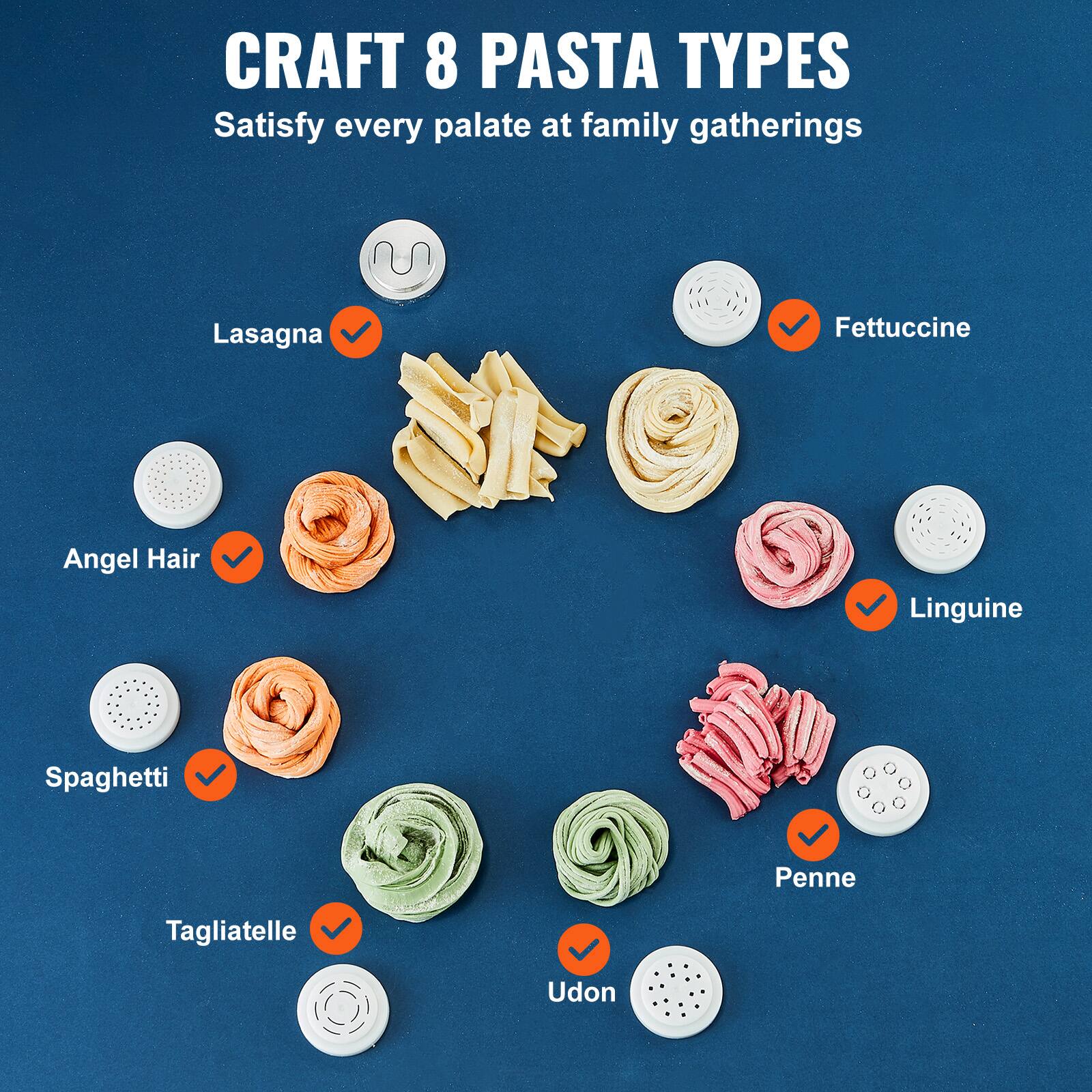 CRAFT 8 PASTA TYPES  
Satisfy every palate at family gatherings  

- Lasagna  
- Fettuccine  
- Angel Hair  
- Linguine  
- Spaghetti  
- Tagliatelle  
- Penne  
- Udon