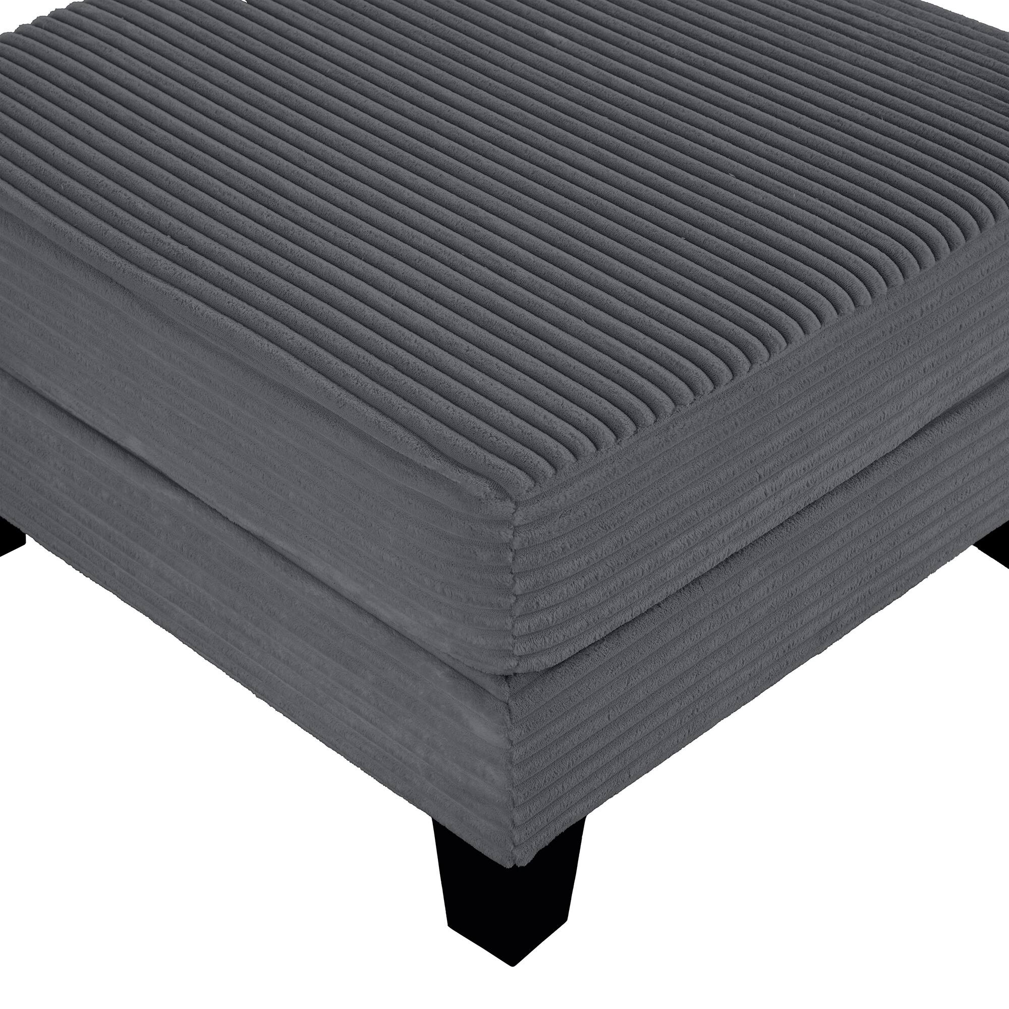 Alt View 2. Vaczon - Storage Ottoman Footrest, Flip-Open Corduroy Upholstered Seat with Hidden Compartment for Blankets and Accessories - Gray.