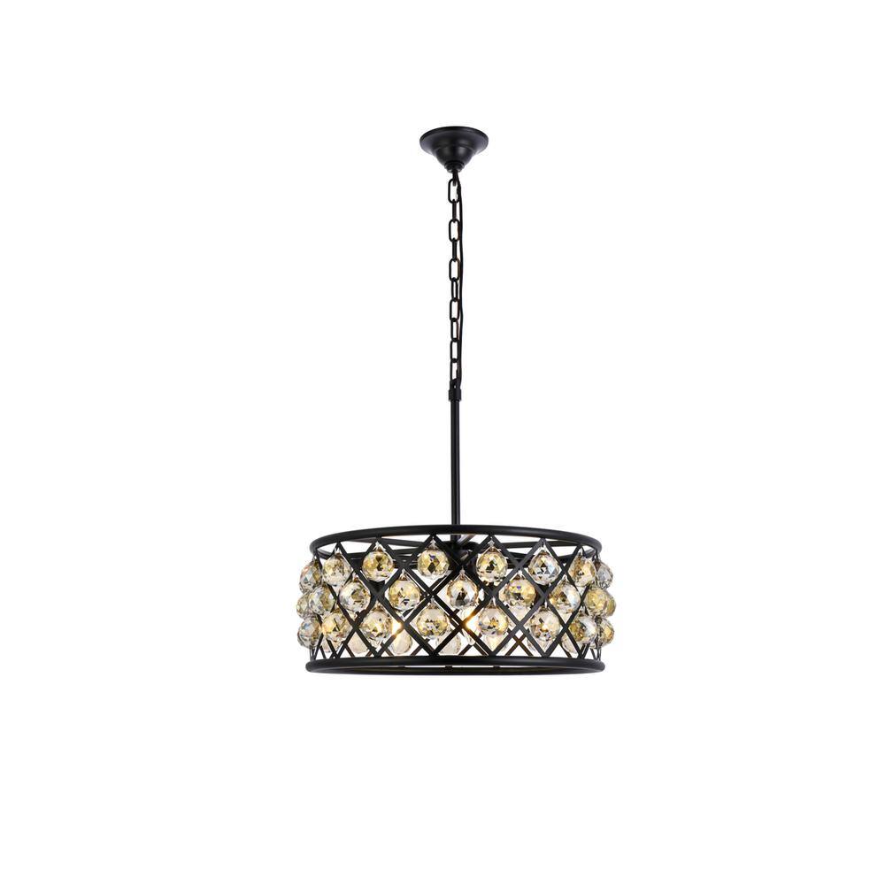 Alt View 4. Urban Classic - Madison 5 light Matte Black Chandelier Golden Teak (Smoky) Royal Cut Crystal - Matte Black.