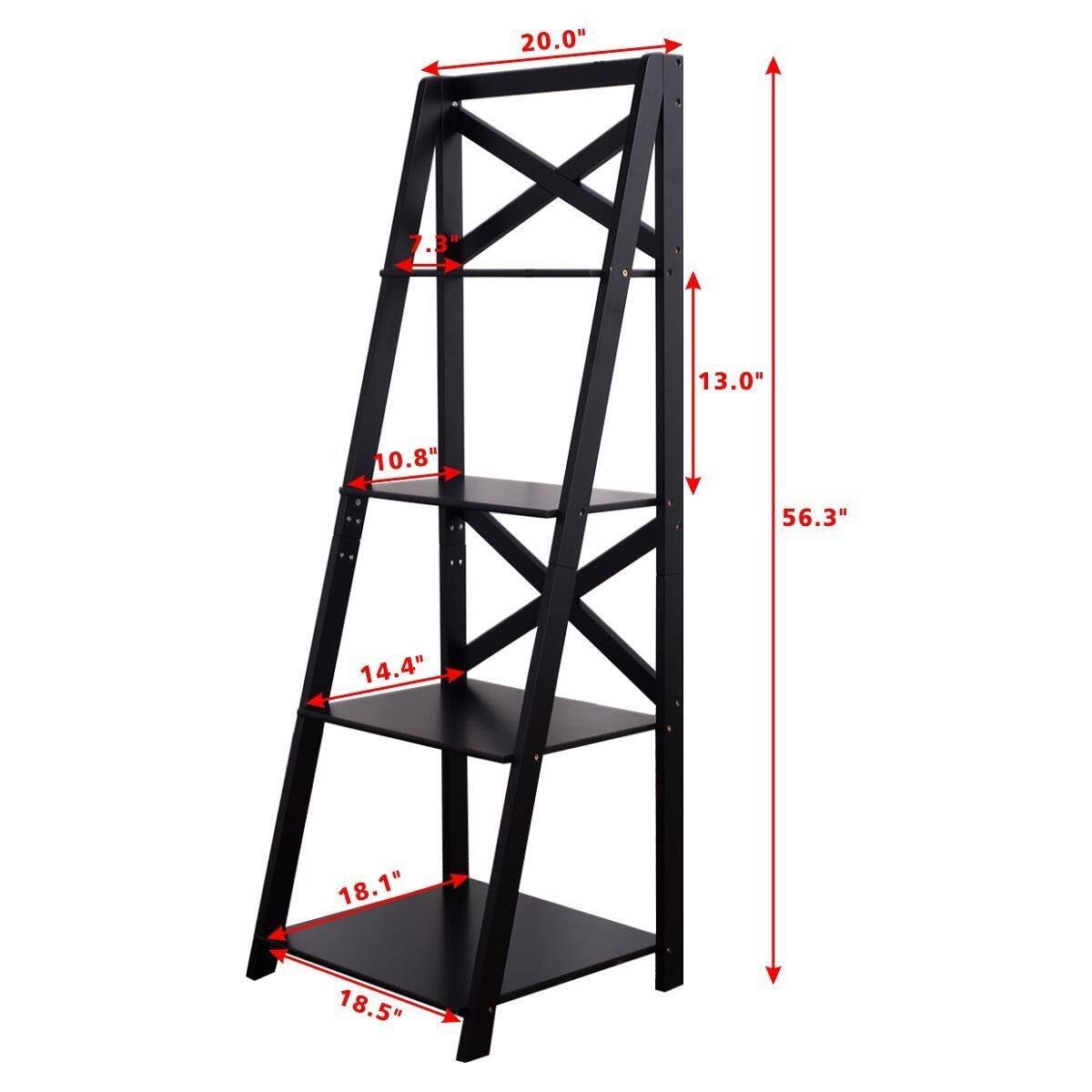 The text on the image reads: 20.0" 7.3" 13.0" 10.8" 56.3" 14.4" 18.1" 18.5". This is a measurement of the height of the ladder, with each measurement being in inches. The ladder is 20 inches tall, with a 7.3 inch step, and it has 13, 10.8, 14.4, 18.1, and 18.5 inch steps.