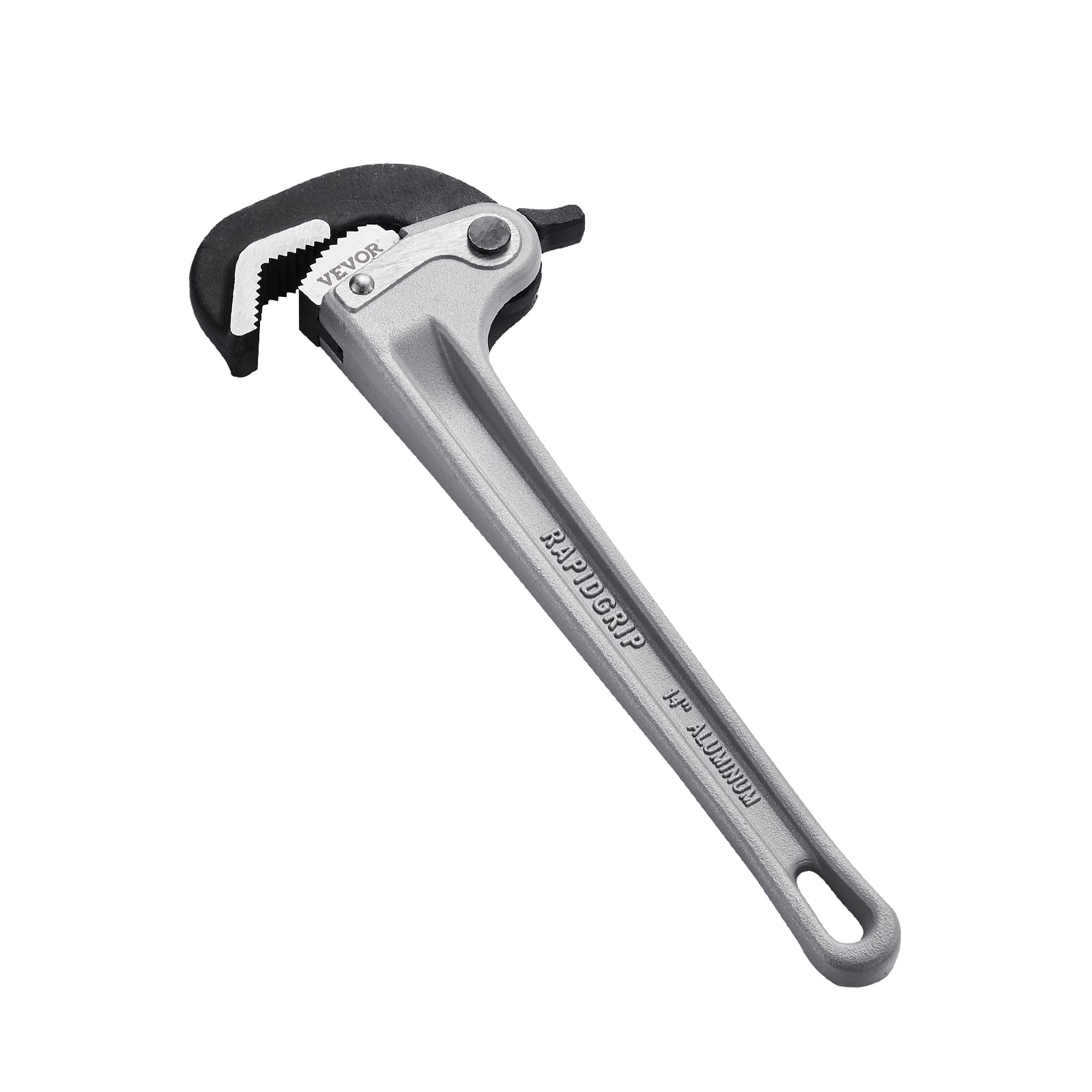 VEVOR - Pipe Wrench, 14" Aluminum Straight Pipe Wrench, Automatic Jaw Adjustment, Adjustable Plumbing Wrench, Easy to Carry - Silver