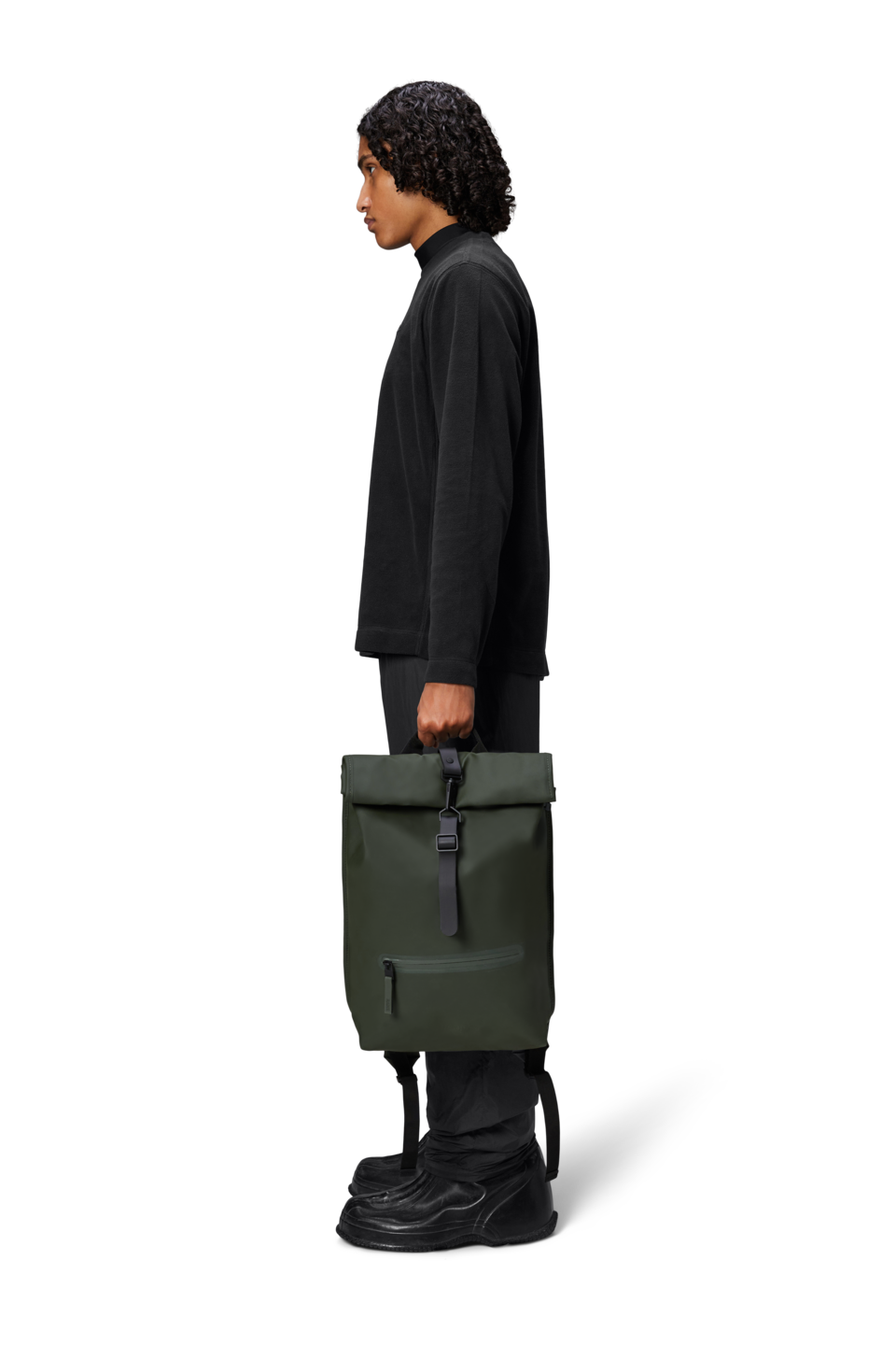 Back. RAINS - Rolltop Rucksack - Green.