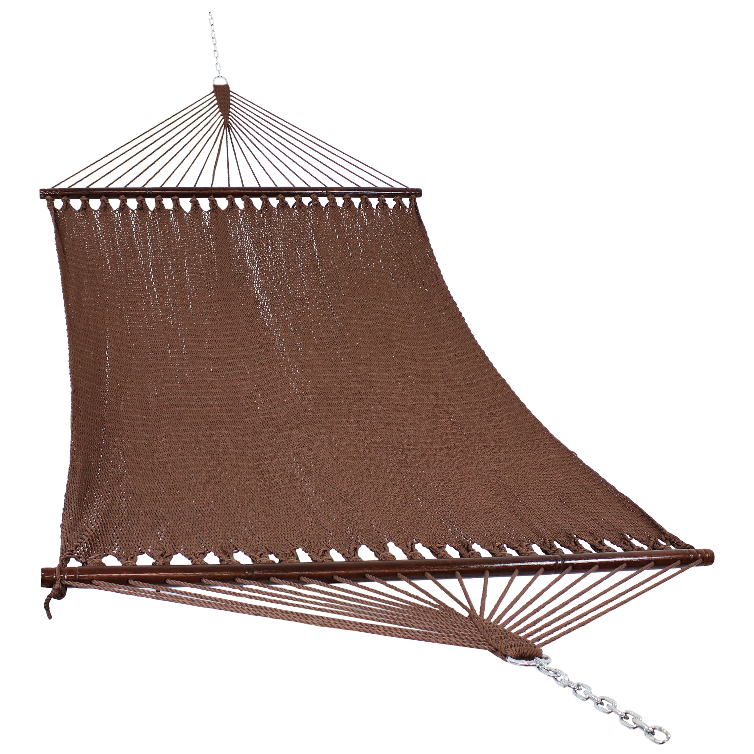 Sunnydaze - 2-Person Polyester Rope Hammock with Spreader Bars - Mocha