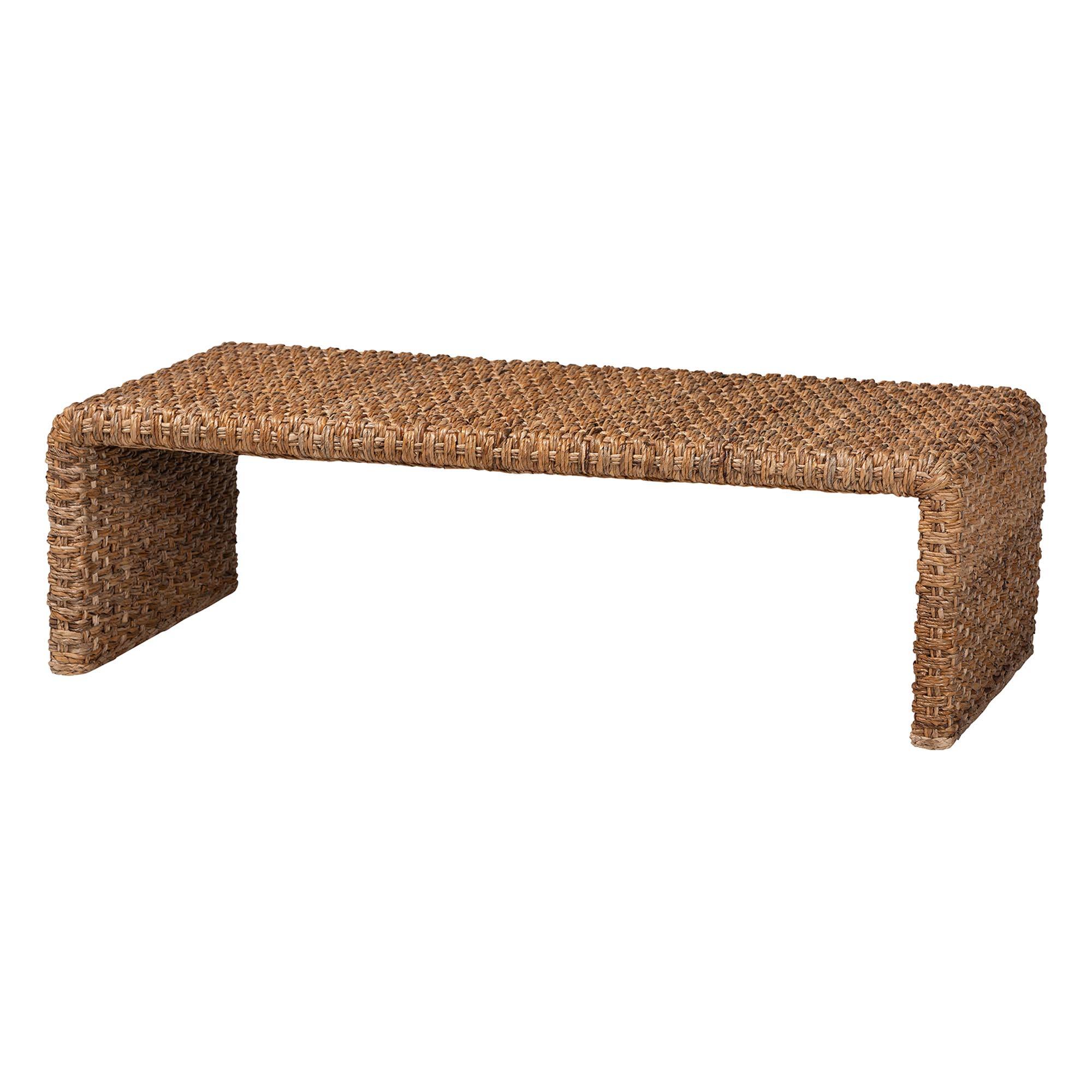 bali & pari - Alda Handwoven Seagrass Coffee Table - Rustic Wicker Waterfall Accent Table for Living Room or Sunroom - Natural Brown