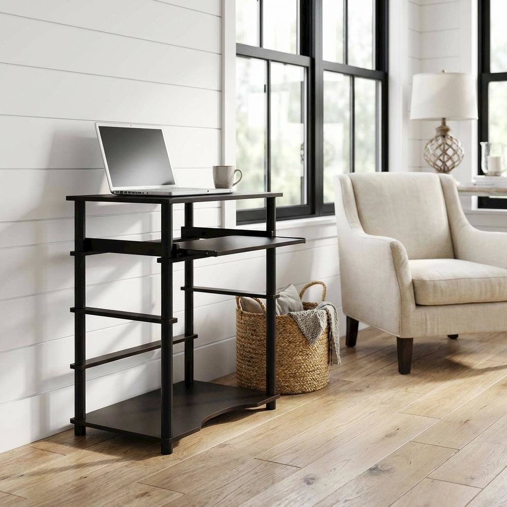 Angle. BisonOffice - Espresso and Black Laptop Desk with Easy Assembly and Sturdy Build - Espresso/Black.