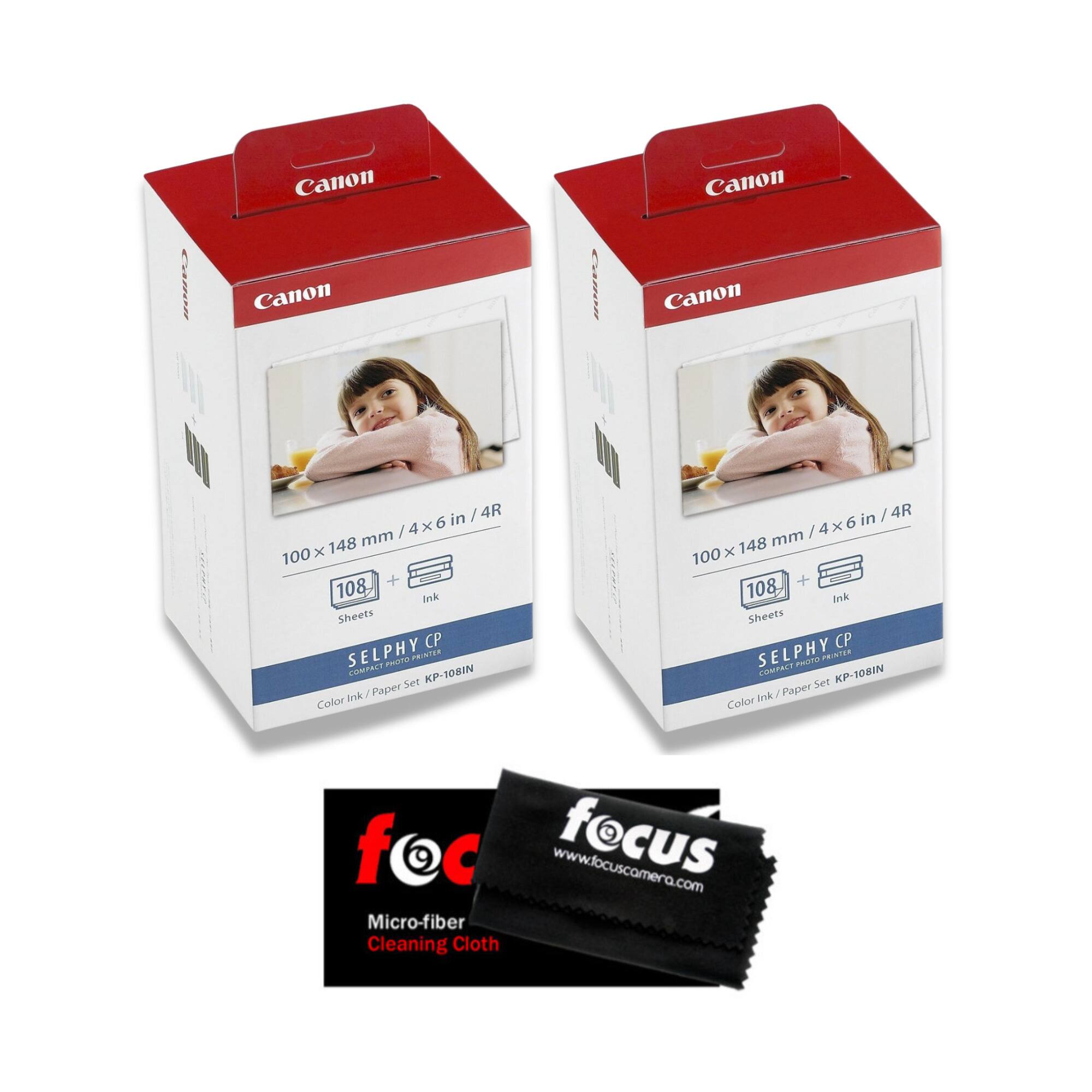 Canon KP 108IN Color Ink 108 Sheet 4x6 Paper Set (2 Pack) Bundle