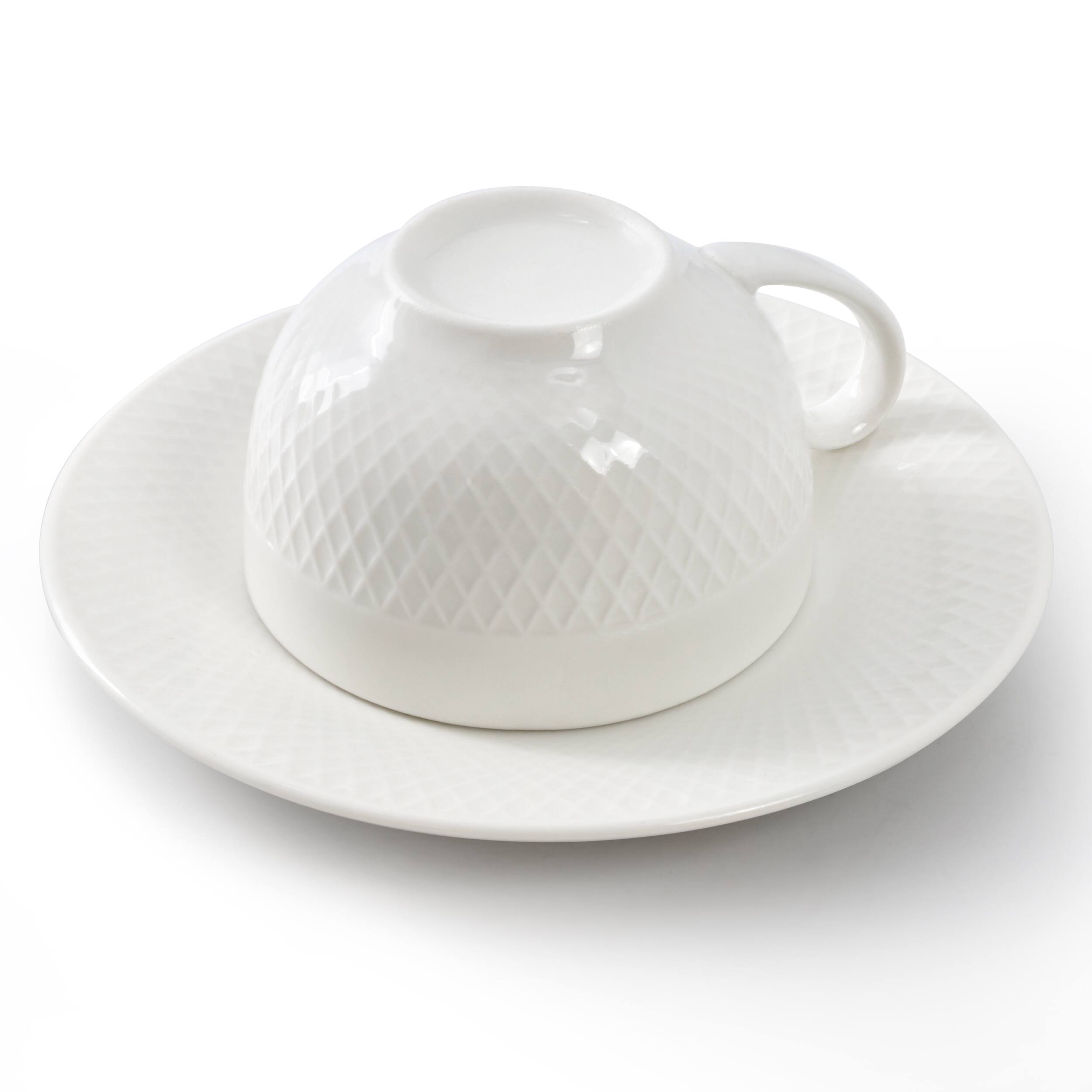 Alt View 2. Elama - Elama Luna 12 Piece 3 Ounce Porcelain Espresso Cup Set in White with Saucers - White.