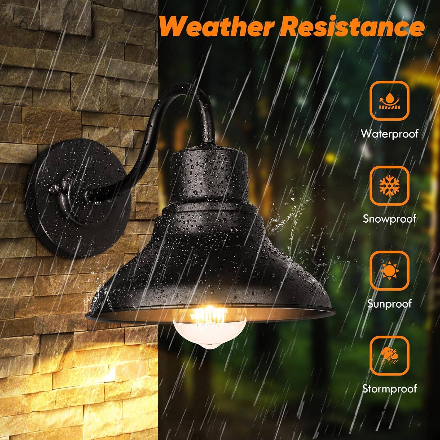 Weather Resistance

- Waterproof
- Snowproof
- Sunproof
- Stormproof