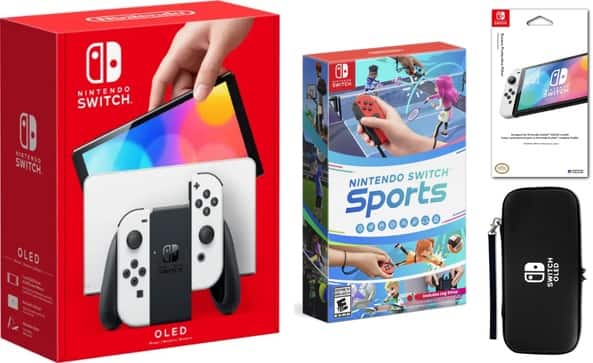 Switch OLED With Nintendo Sports & Accessories Bundle - Nintendo Switch