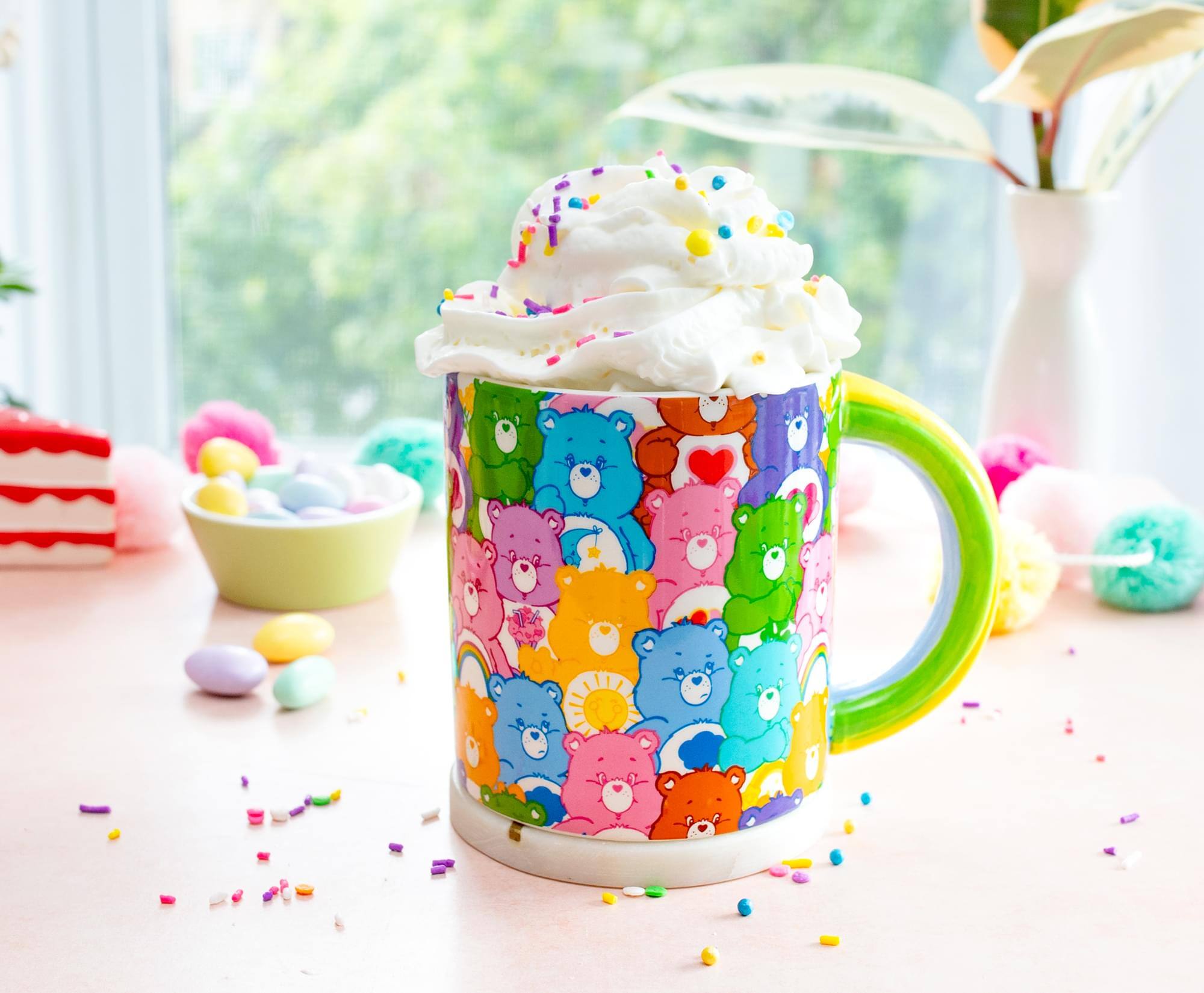 Alt View 4. Silver Buffalo - Care Bears Allover Print Ceramic Mug With Rainbow Handle | Holds 20 Ounces - Rainbow.
