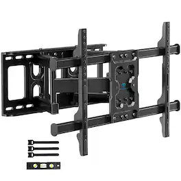 Perlesmith - Full Motion TV Wall Mount for 37"–86" TVs, up to 132 lbs - Black