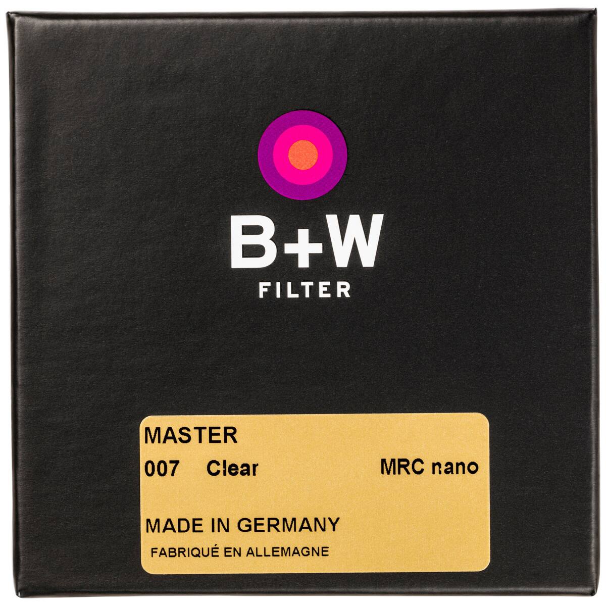 B+W FILTER MASTER 007 Clear MRC nano MADE IN GERMANY FABRIQUÉ EN ALLEMAGNE