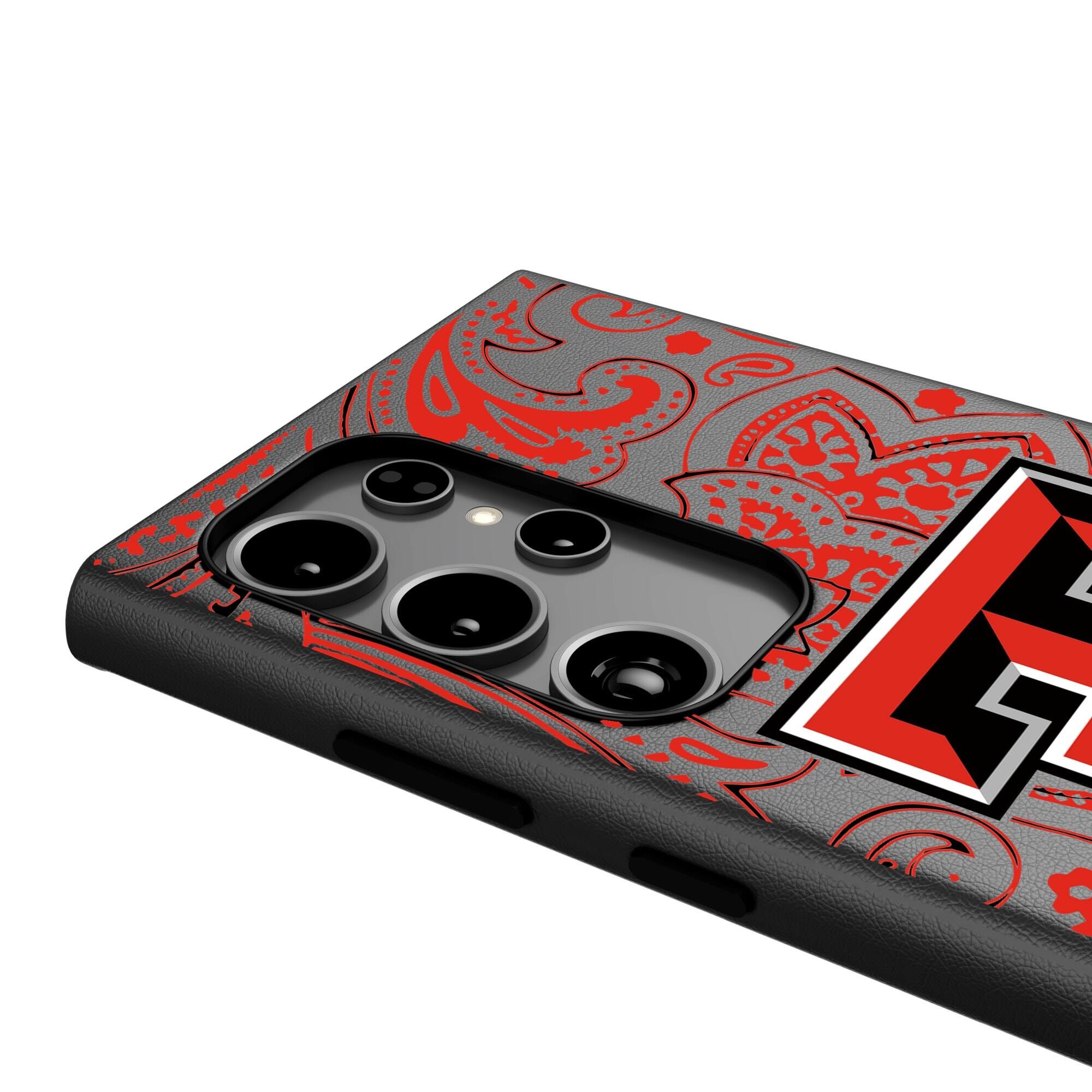 Alt View 3. Keyscaper - Texas Tech Red Raiders Paisley Galaxy Magnetic Bump Case - S25 Ultra - Black.