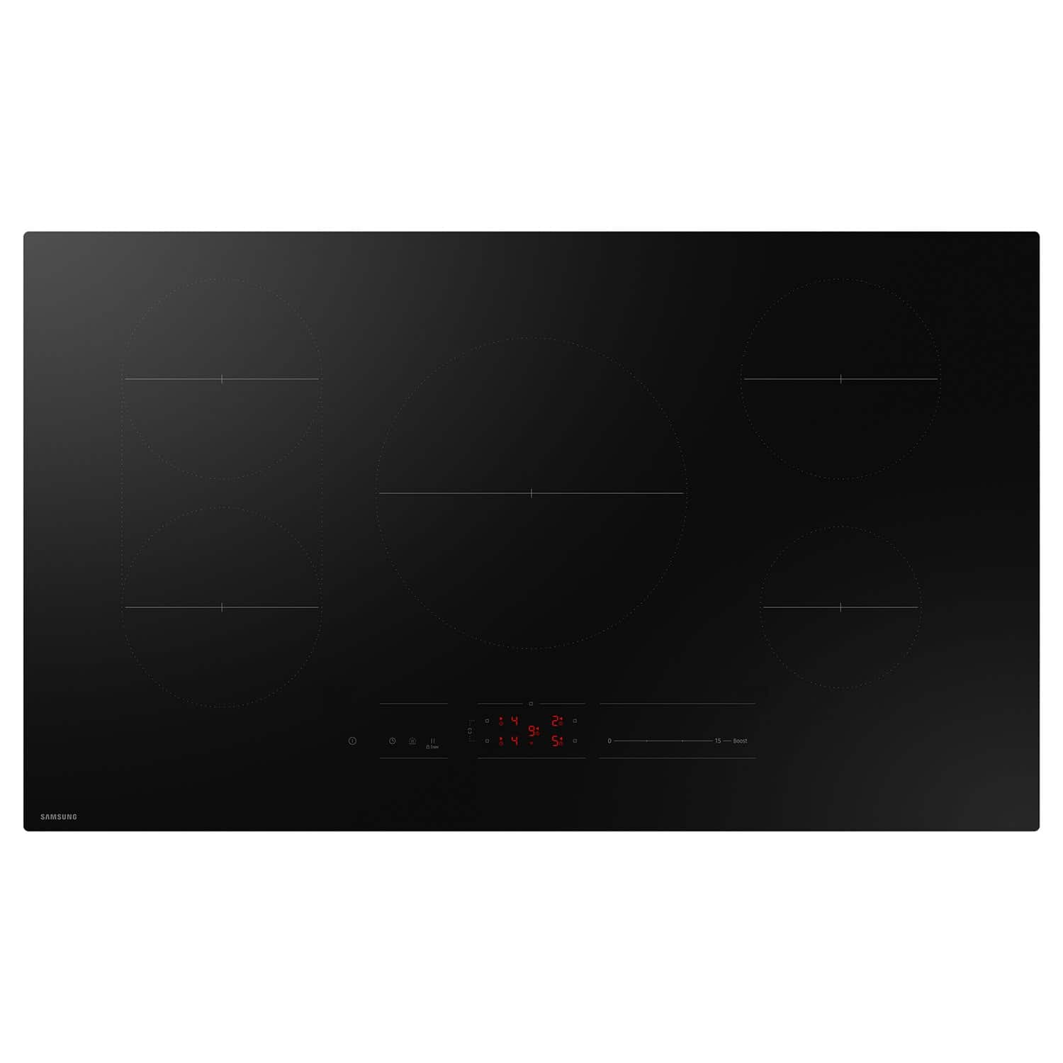 Front. Samsung - 36" Induction Cooktop with Anti-Scratch Matte Glass and Sync - Black.
